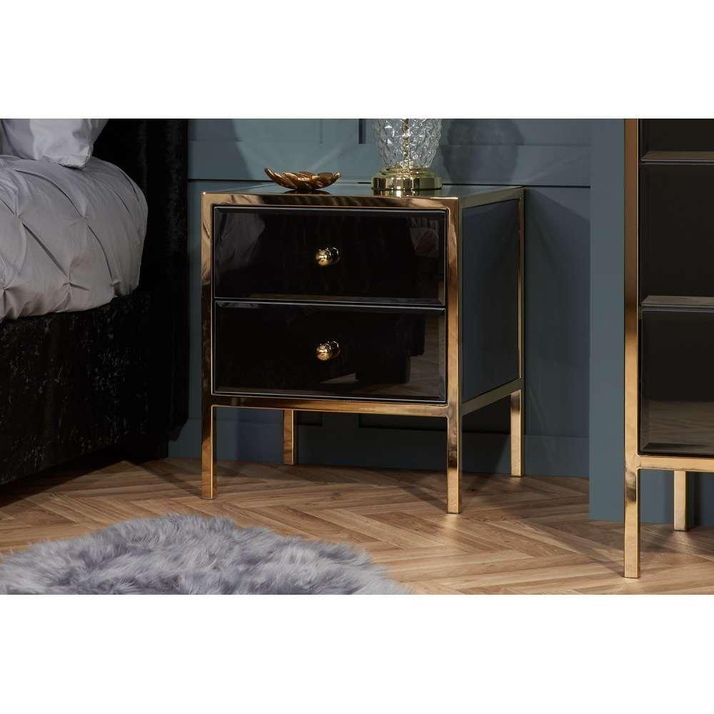 Black & Gold - Birlea - Fenwick 2 Drawer Bedside Table - 1