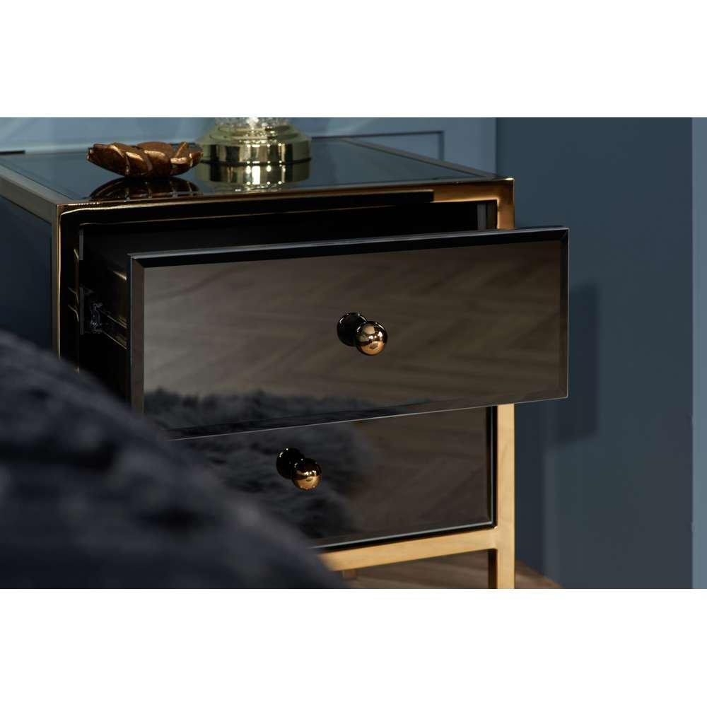Black & Gold - Birlea - Fenwick 2 Drawer Bedside Table - 3