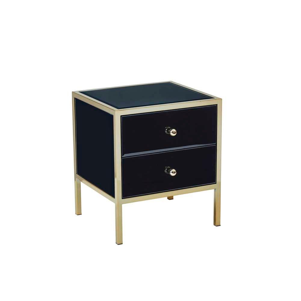 Black & Gold - Birlea - Fenwick 2 Drawer Bedside Table - 4