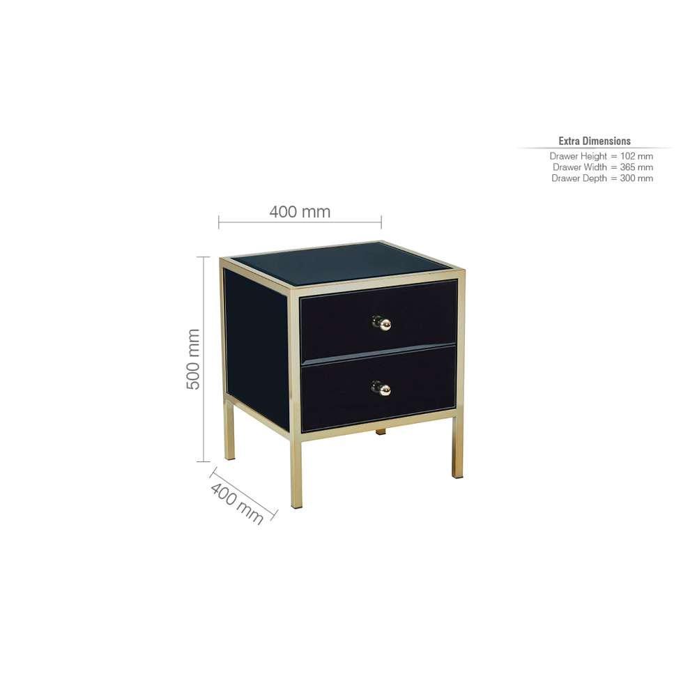 Black & Gold - Birlea - Fenwick 2 Drawer Bedside Table - 7