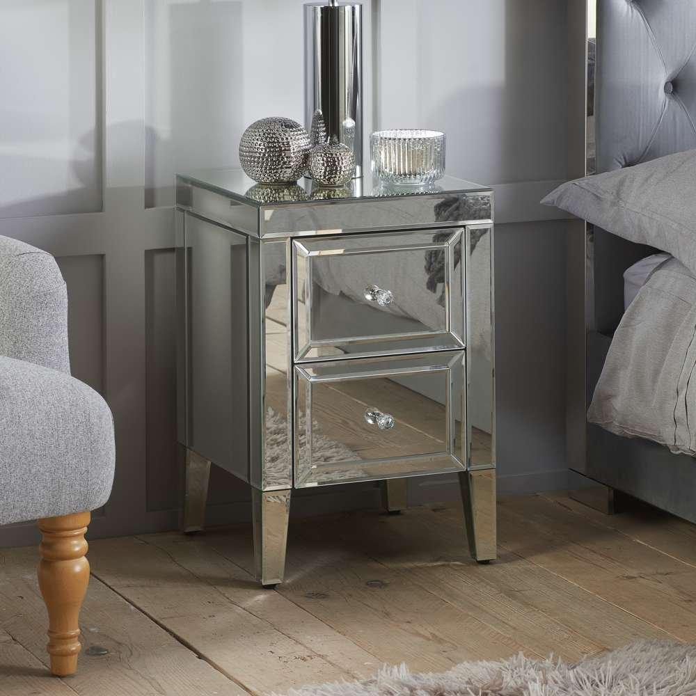 Birlea  Valencia 2 Drawer Bedside Table - Mirrored