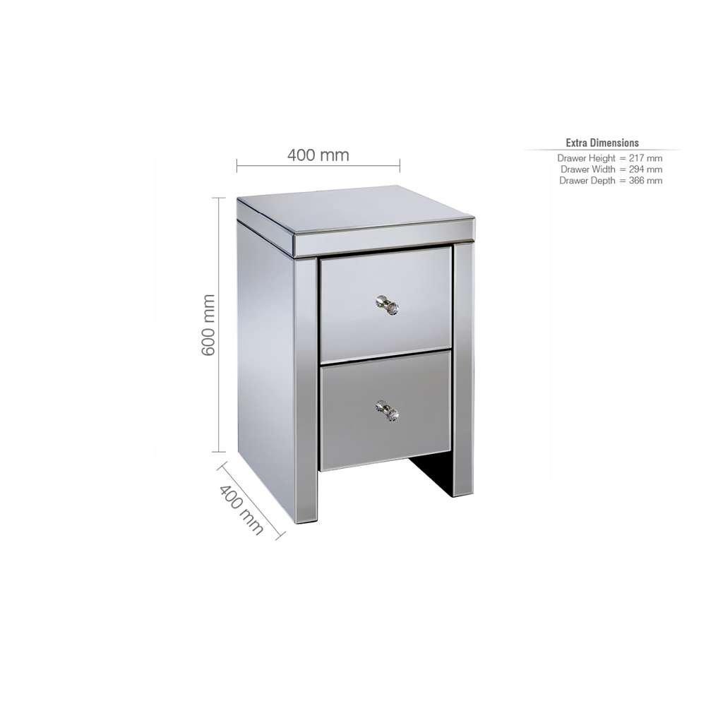 Mirrored - Birlea - Seville 2 Drawer Bedside Table - 5
