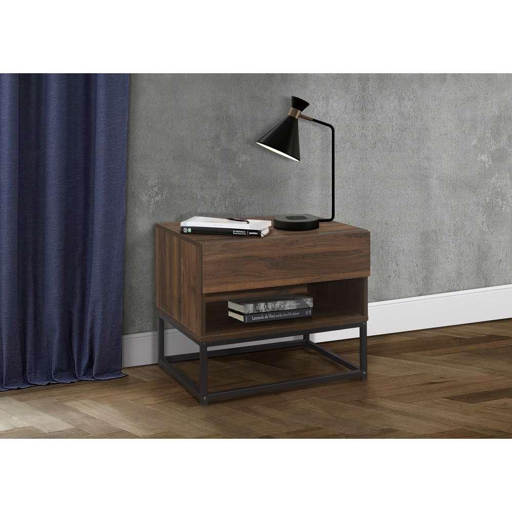 Birlea  Houston 1 Drawer Bedside Table - Walnut