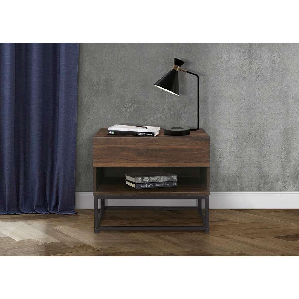 Walnut - Birlea - Houston 1 Drawer Bedside Table - 2