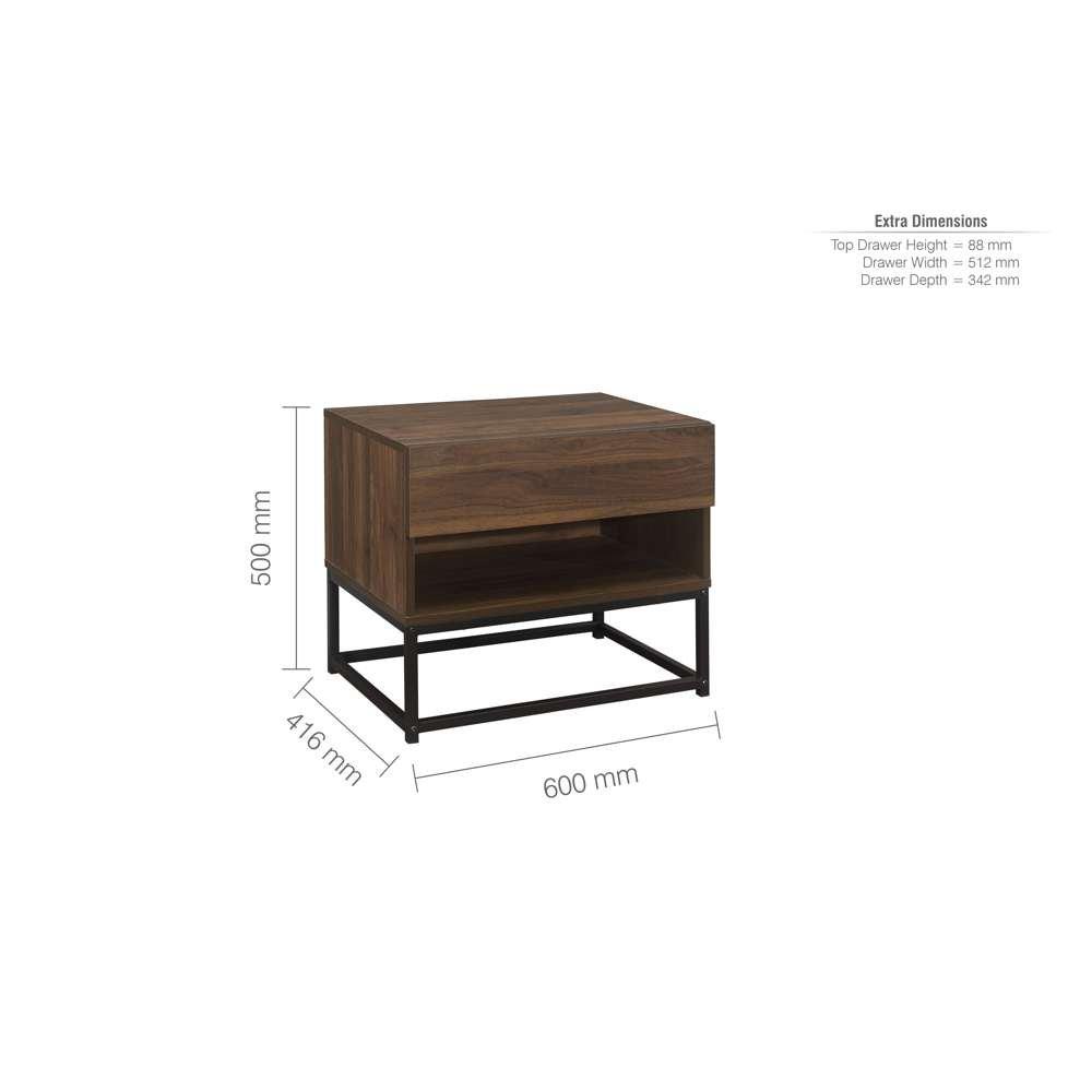 Walnut - Birlea - Houston 1 Drawer Bedside Table - 7