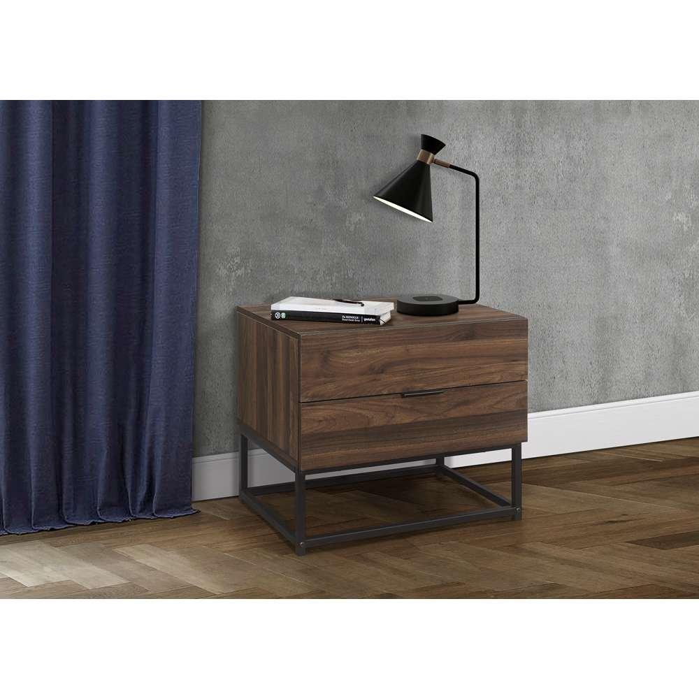 Birlea  Houston 2 Drawer Bedside Table - Walnut