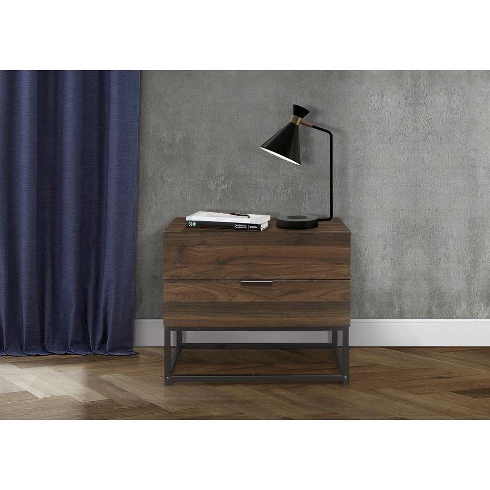 Walnut - Birlea - Houston 2 Drawer Bedside - 2