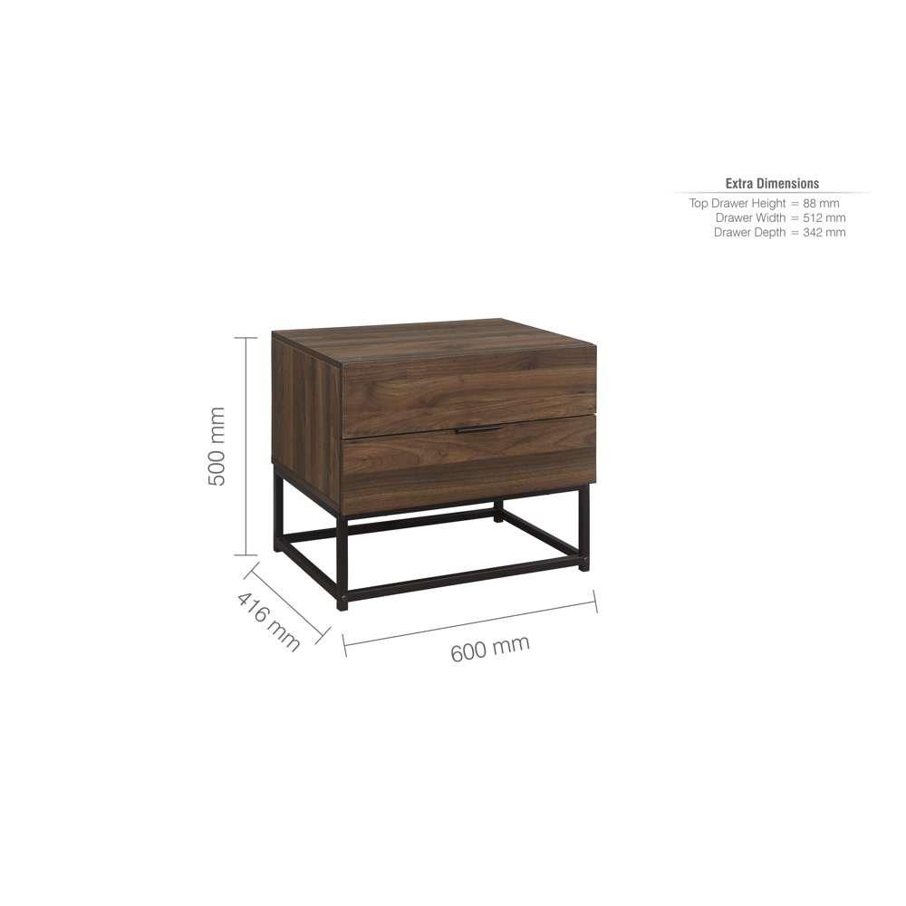 Walnut - Birlea - Houston 2 Drawer Bedside - 7