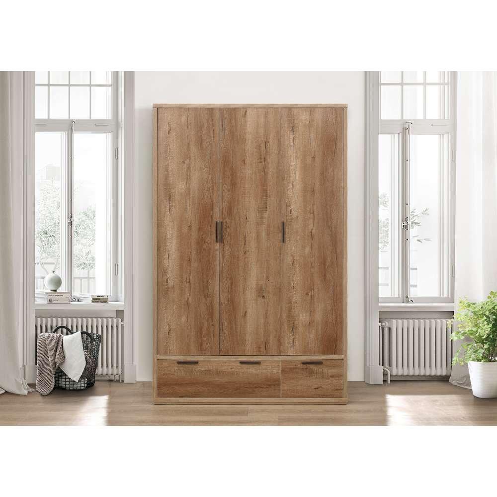 Rustic Oak - Birlea - Stockwell 3 Door 2 Drawer Wardrobe - 2