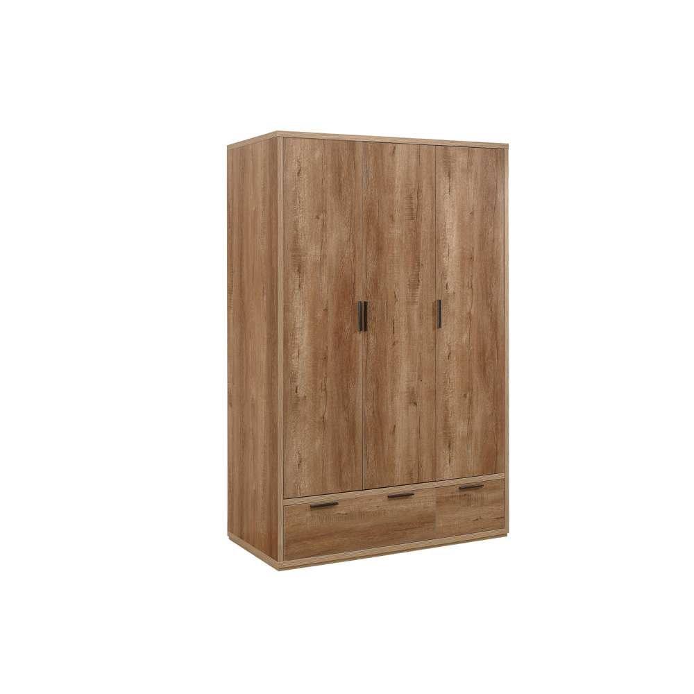 Rustic Oak - Birlea - Stockwell 3 Door 2 Drawer Wardrobe - 3