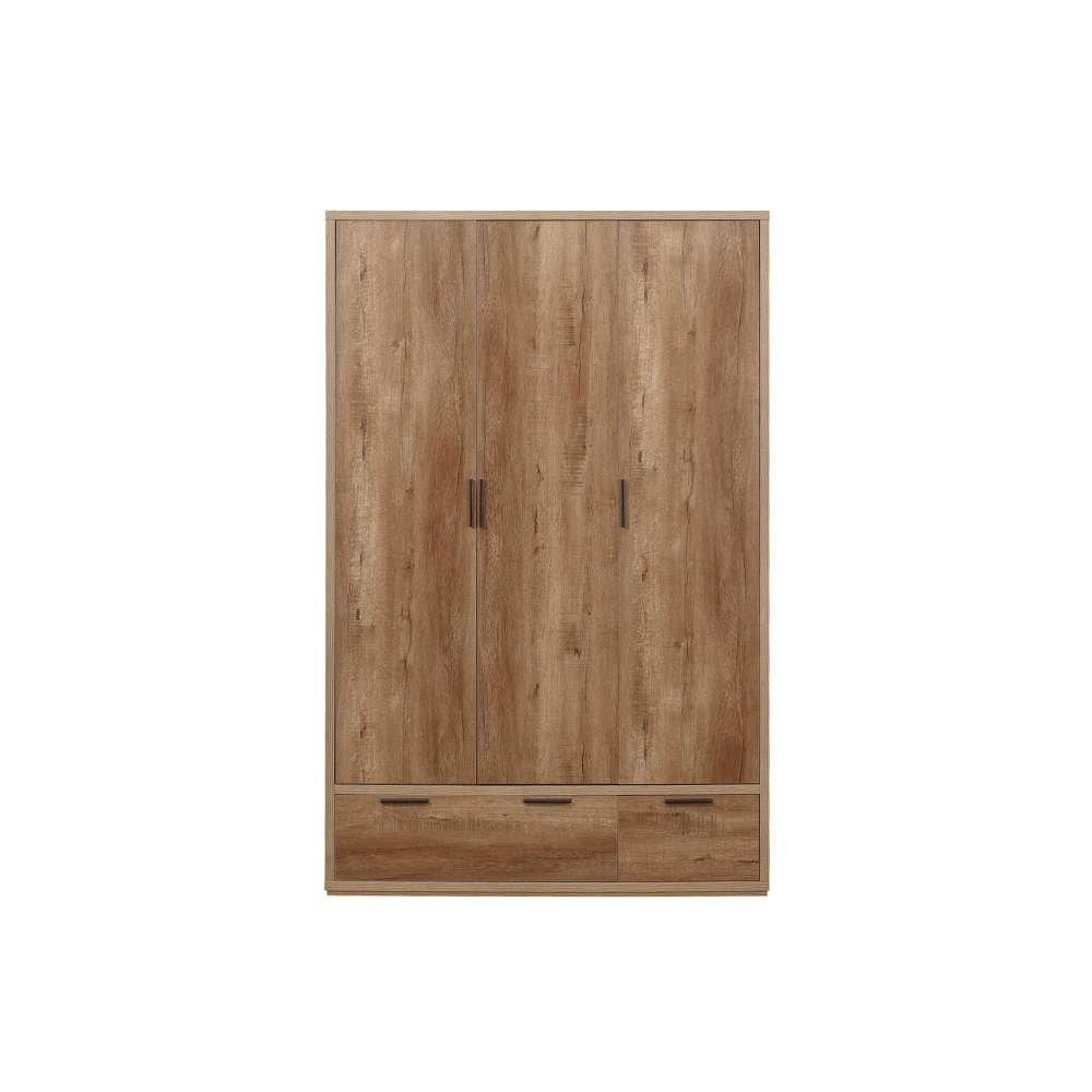 Rustic Oak - Birlea - Stockwell 3 Door 2 Drawer Wardrobe - 4