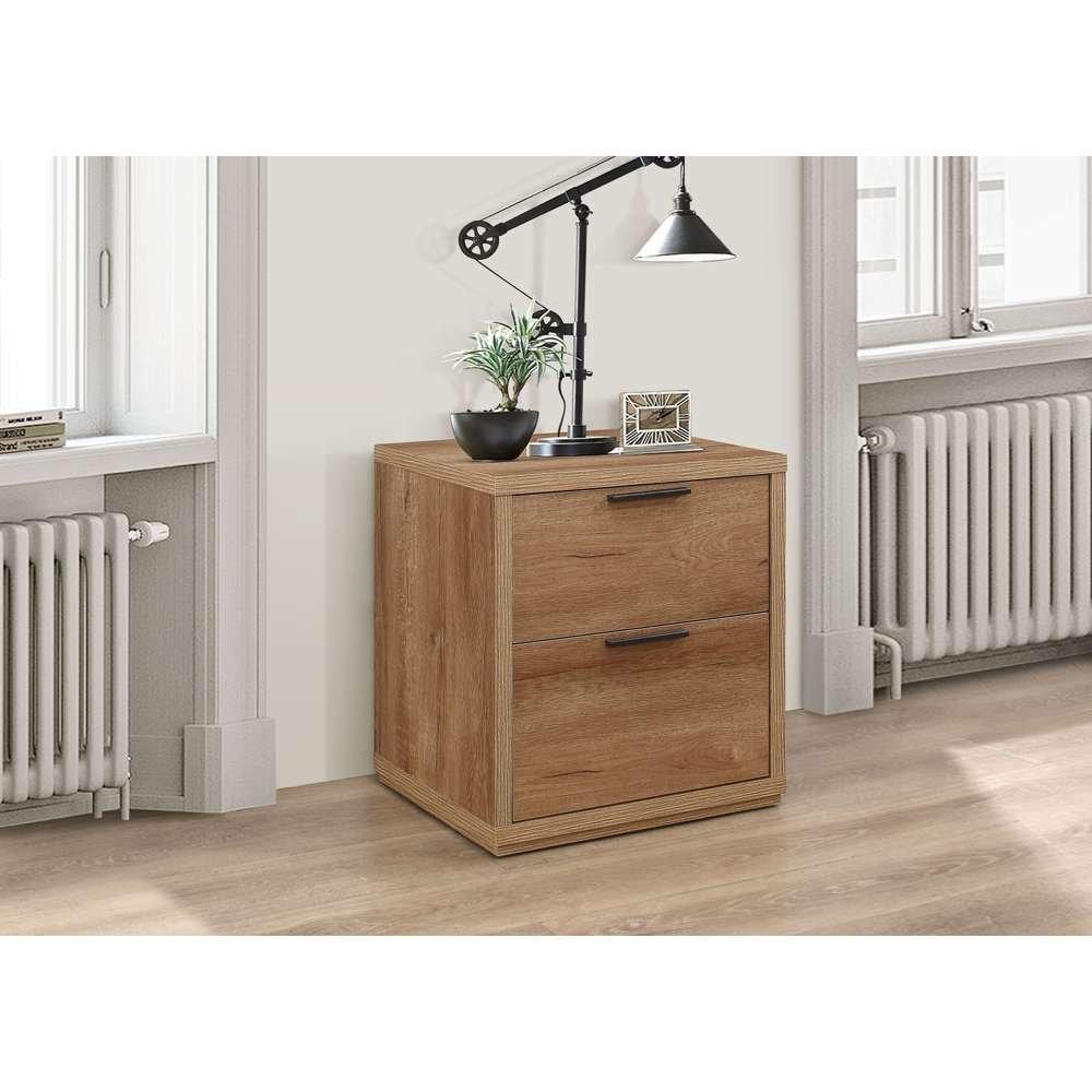 Birlea  Stockwell 2 Drawer Bedside Table - Rustic Oak