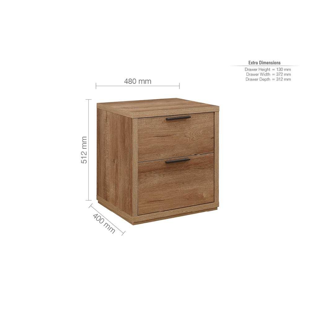 Rustic Oak - Birlea - Stockwell 2 Drawer Bedside Table - 5
