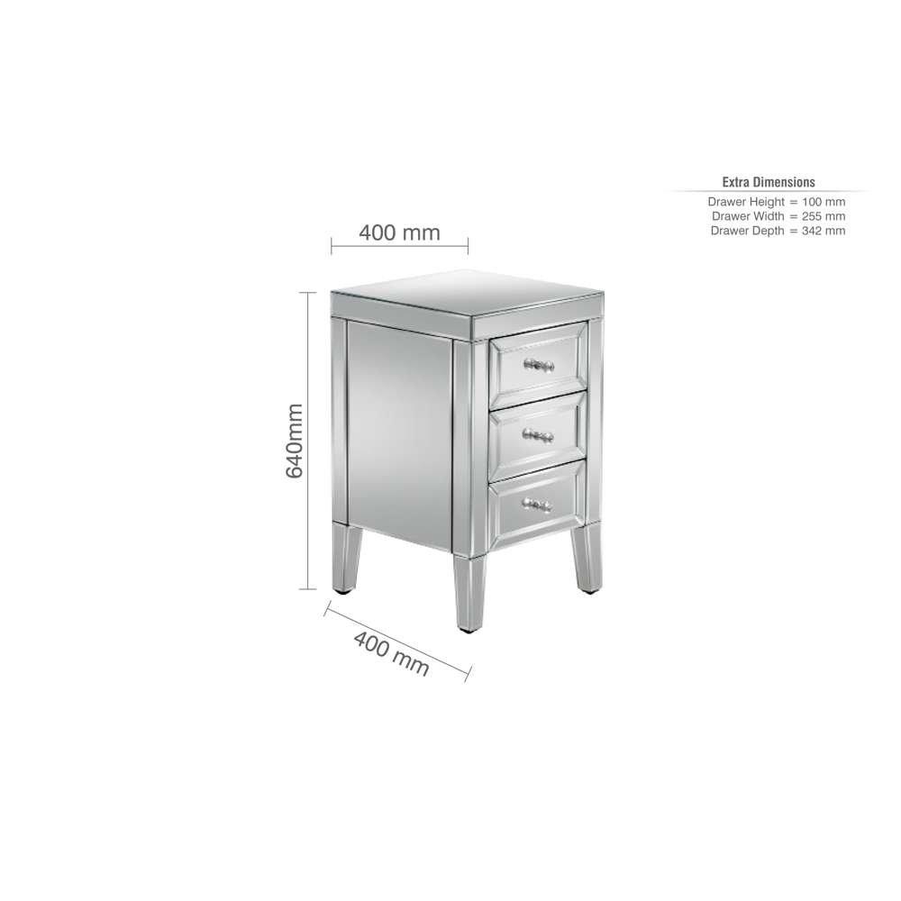 Mirrored - Birlea - Valencia 3 Drawer Bedside - 11