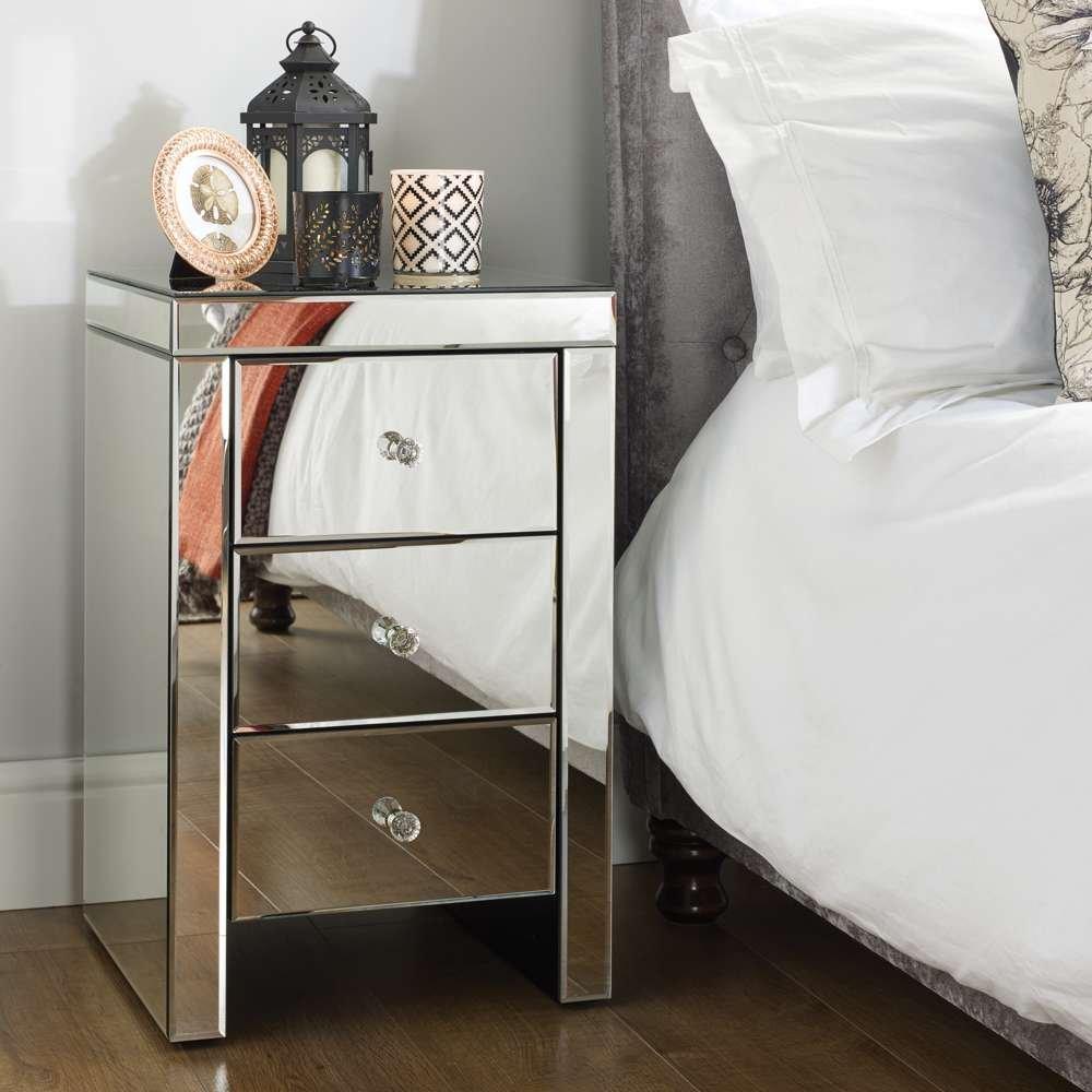 Birlea  Seville 3 Drawer Bedside Table - Mirrored
