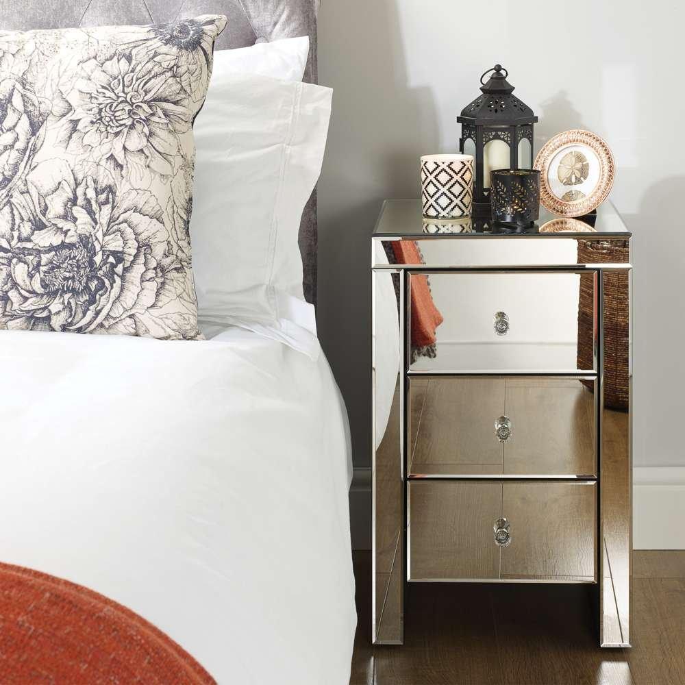 Mirrored - Birlea - Seville 3 Drawer Bedside - 2