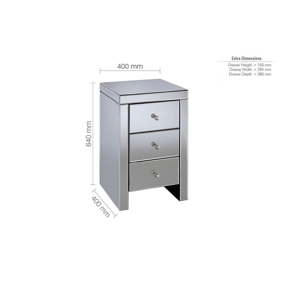 Mirrored - Birlea - Seville 3 Drawer Bedside - 6