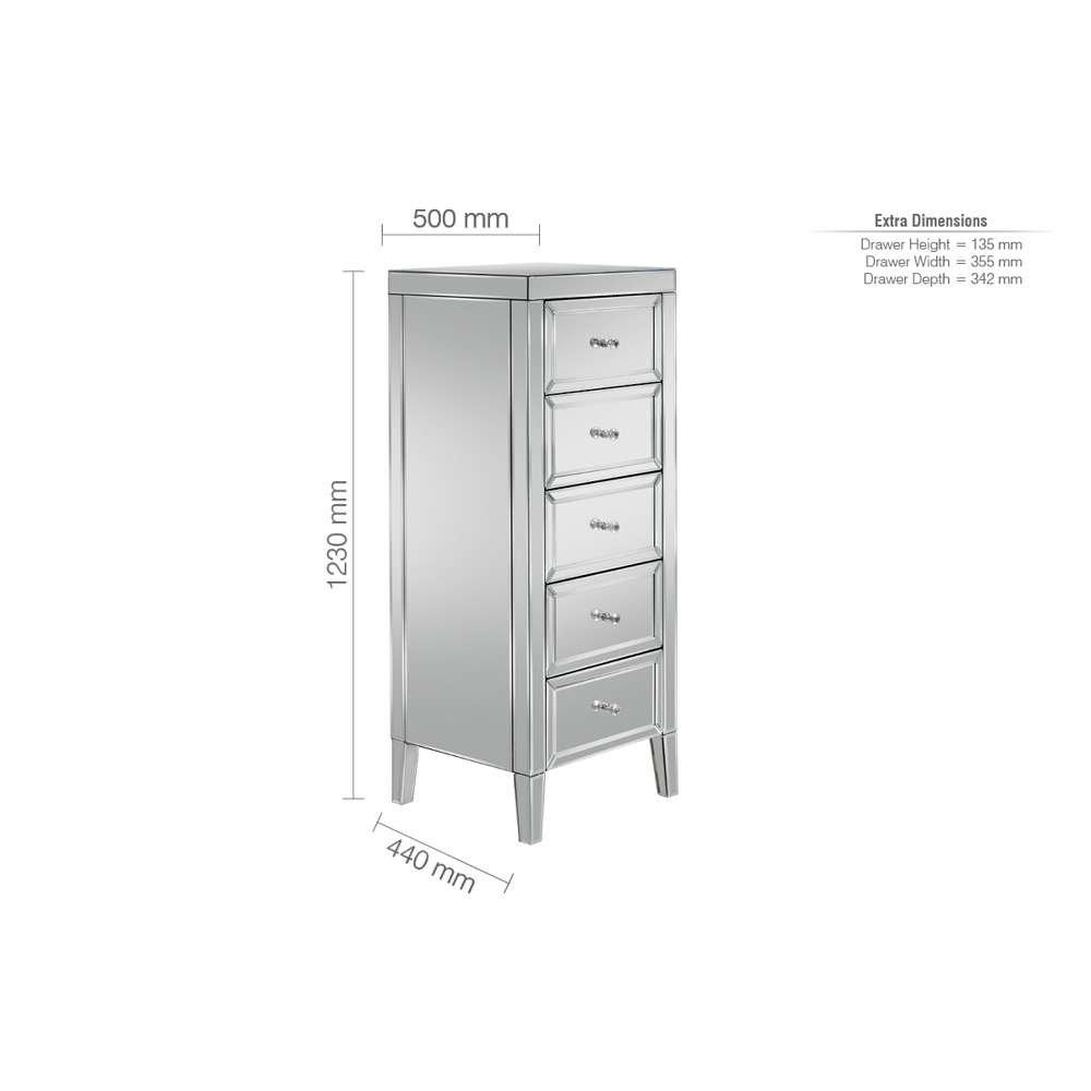 Mirrored - Birlea - Valencia 5 Drawer Narrow Chest - 10