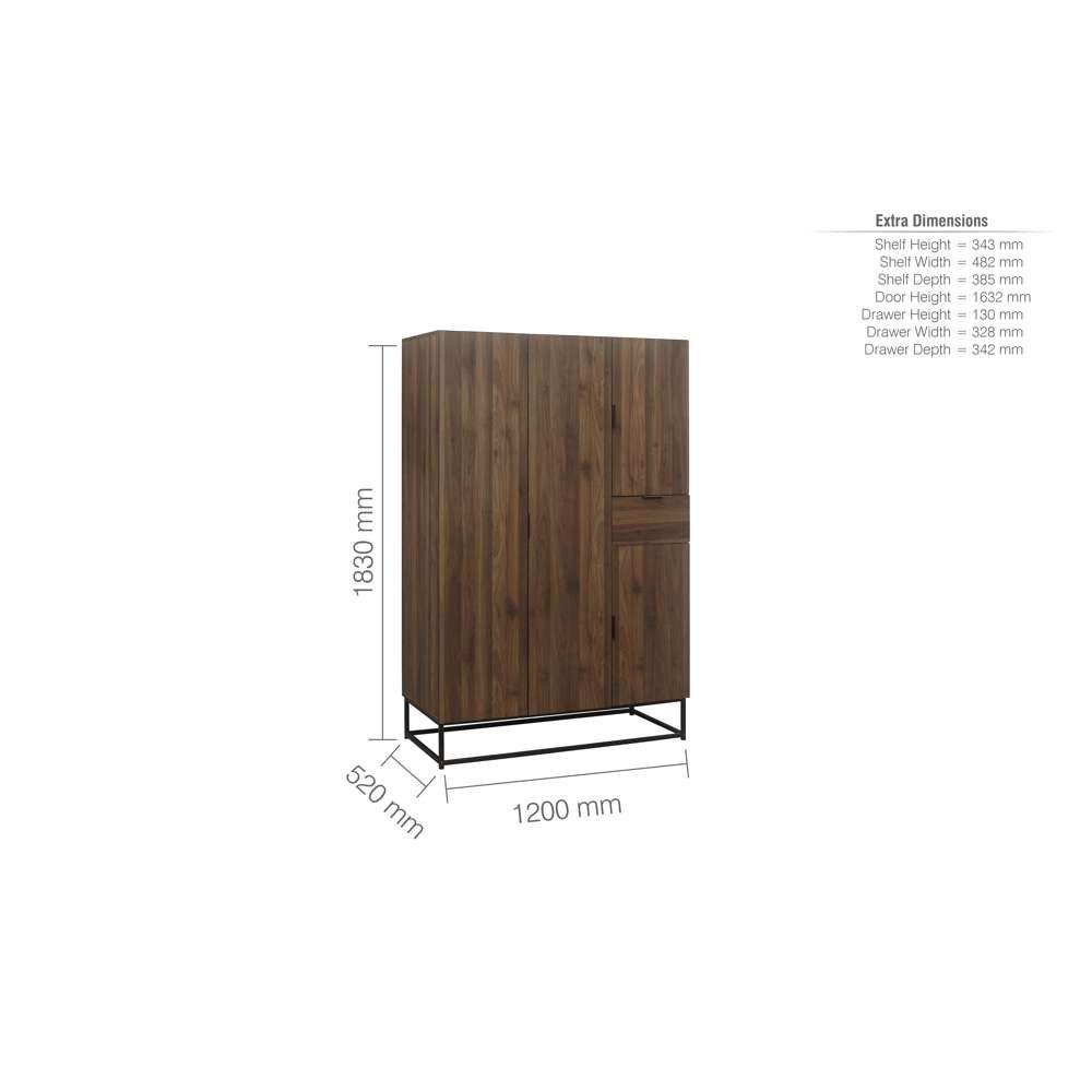 Walnut - Birlea - Houston 4 Door Wardrobe - 8