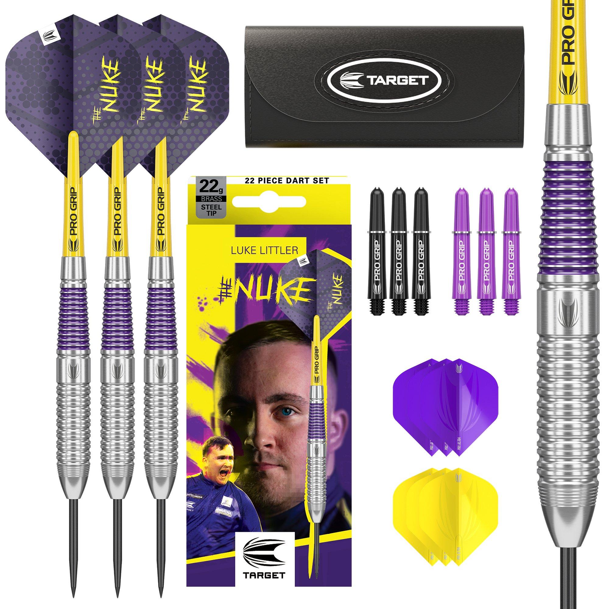 Target Darts  Luke Littler 22G Brass Dart Set - Purple/Yellow - 22G
