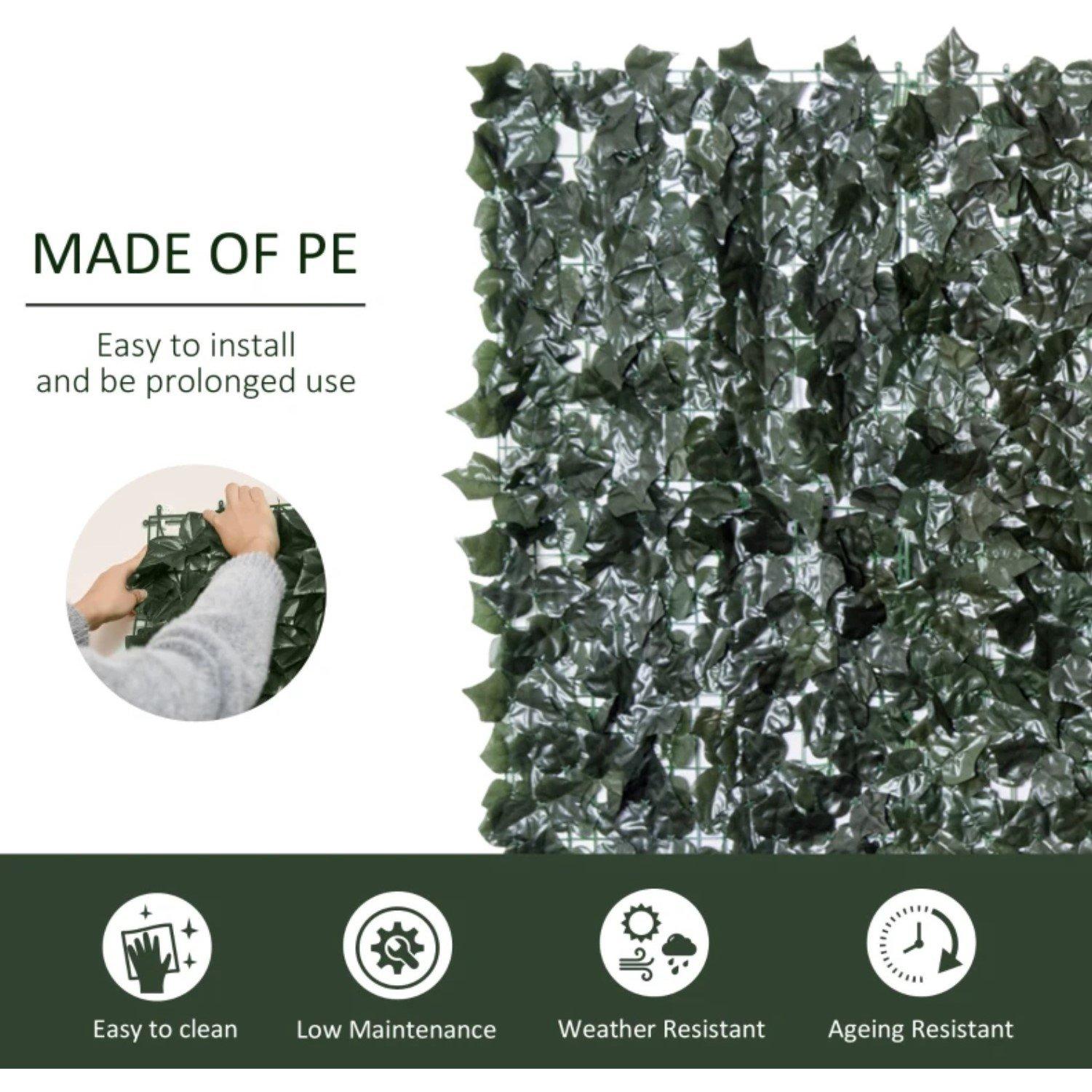 Green - Outsunny - Outsunny 1-Piece Artificial Leaf Hedge 2.4 * 1m - 4