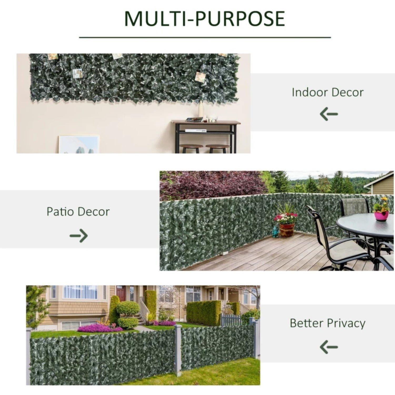 Green - Outsunny - Outsunny 1-Piece Artificial Leaf Hedge 2.4 * 1m - 5