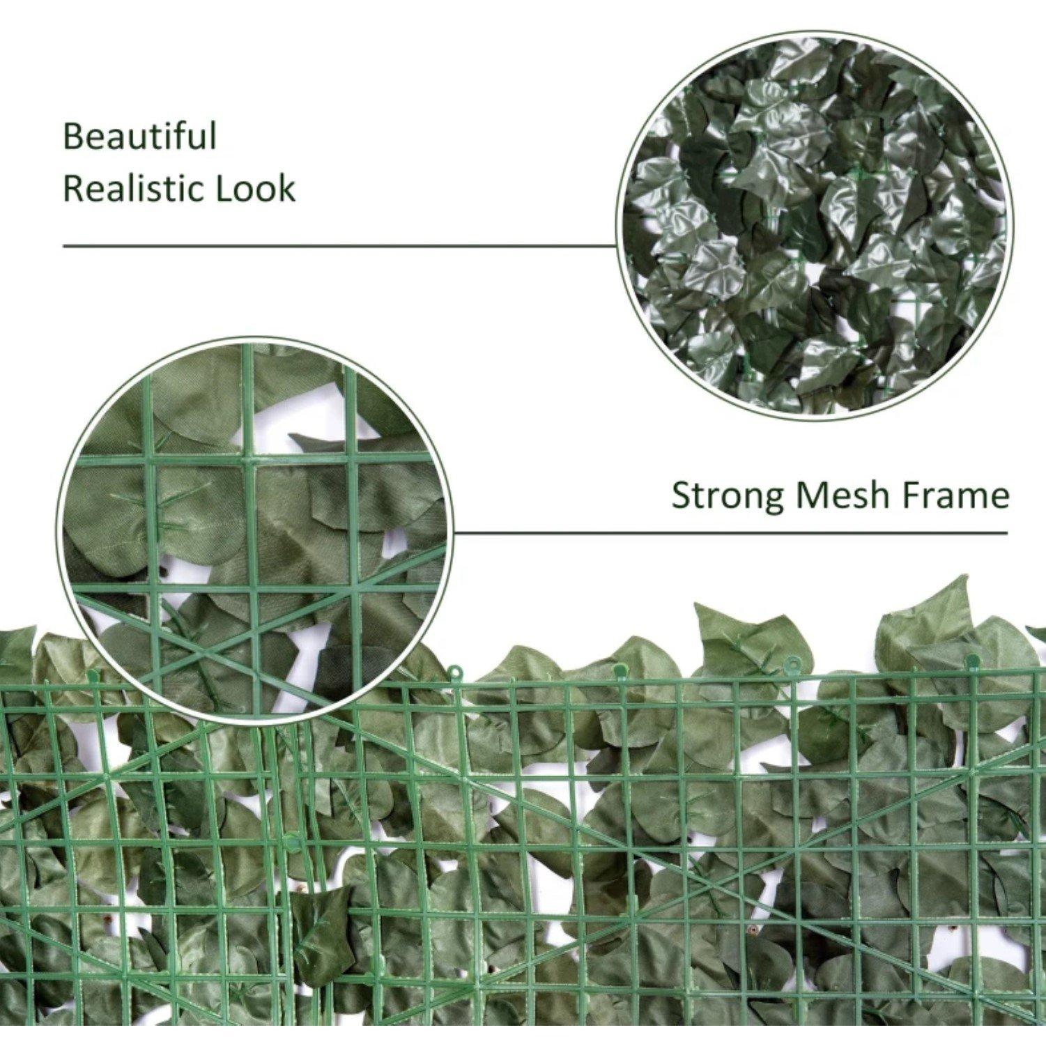 Green - Outsunny - Outsunny 1-Piece Artificial Leaf Hedge 2.4 * 1m - 6