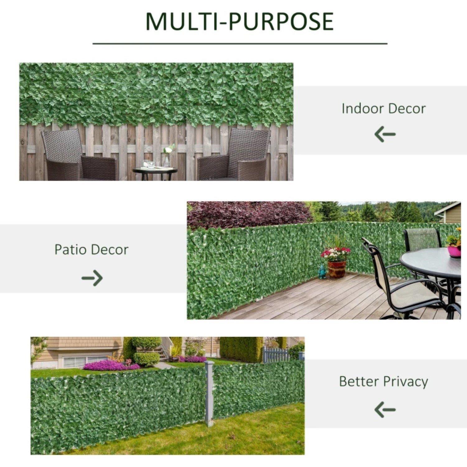 Green - Outsunny - Outsunny 1-Piece Artificial Leaf Hedge 3m * 1m - 5