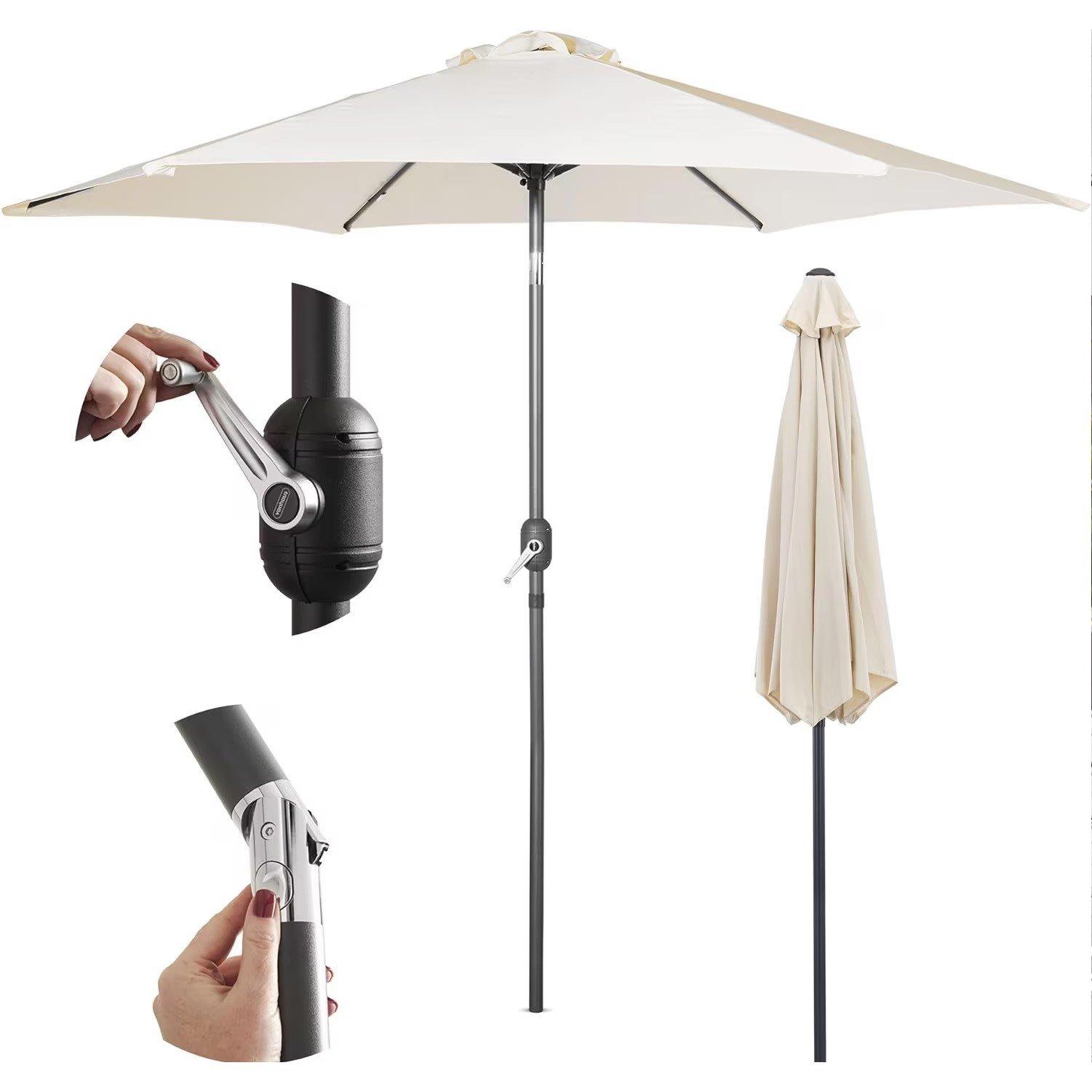 Ivory - VonHaus - Vonhaus 2.7m Steel Garden Parasol - 1