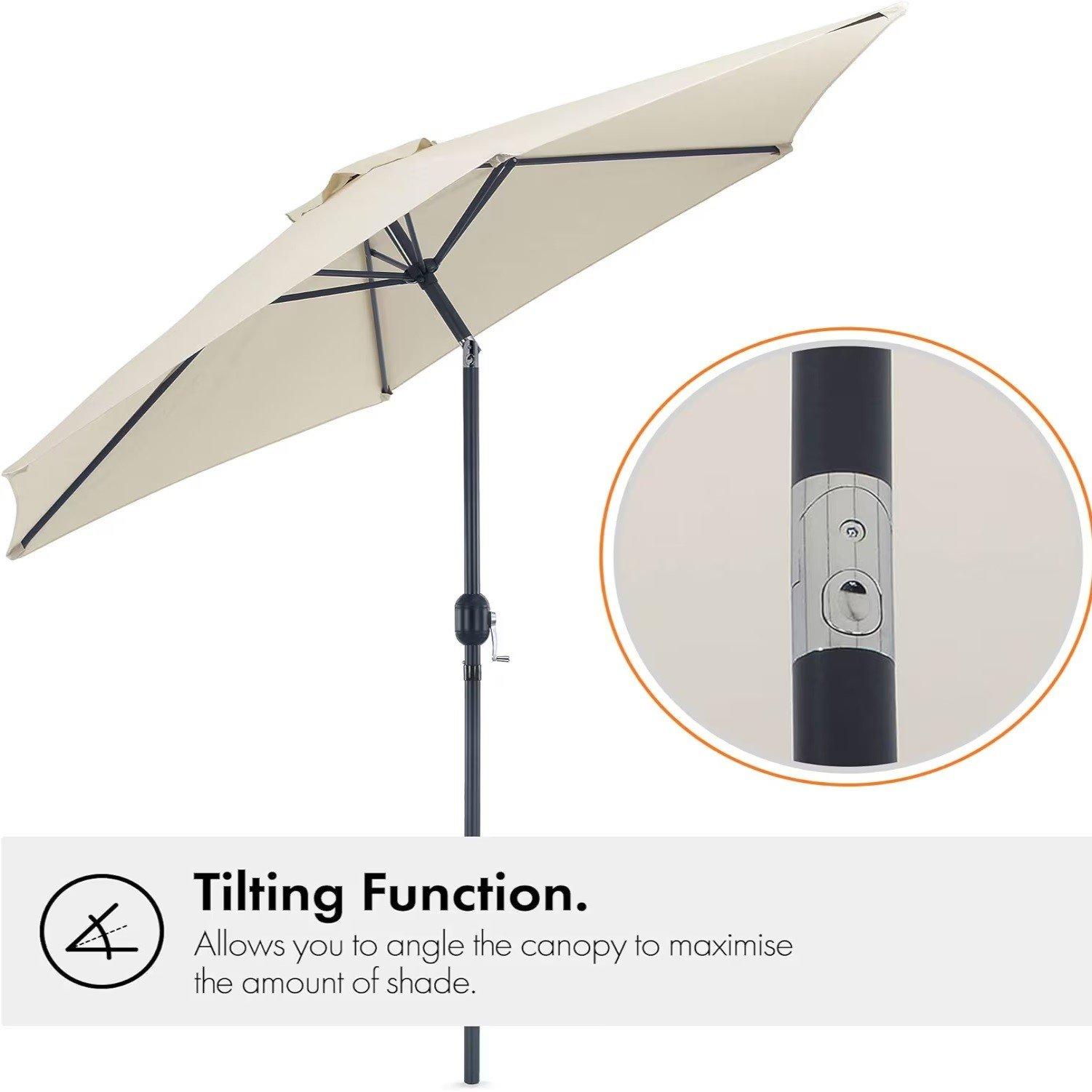 Ivory - VonHaus - Vonhaus 2.7m Steel Garden Parasol - 5