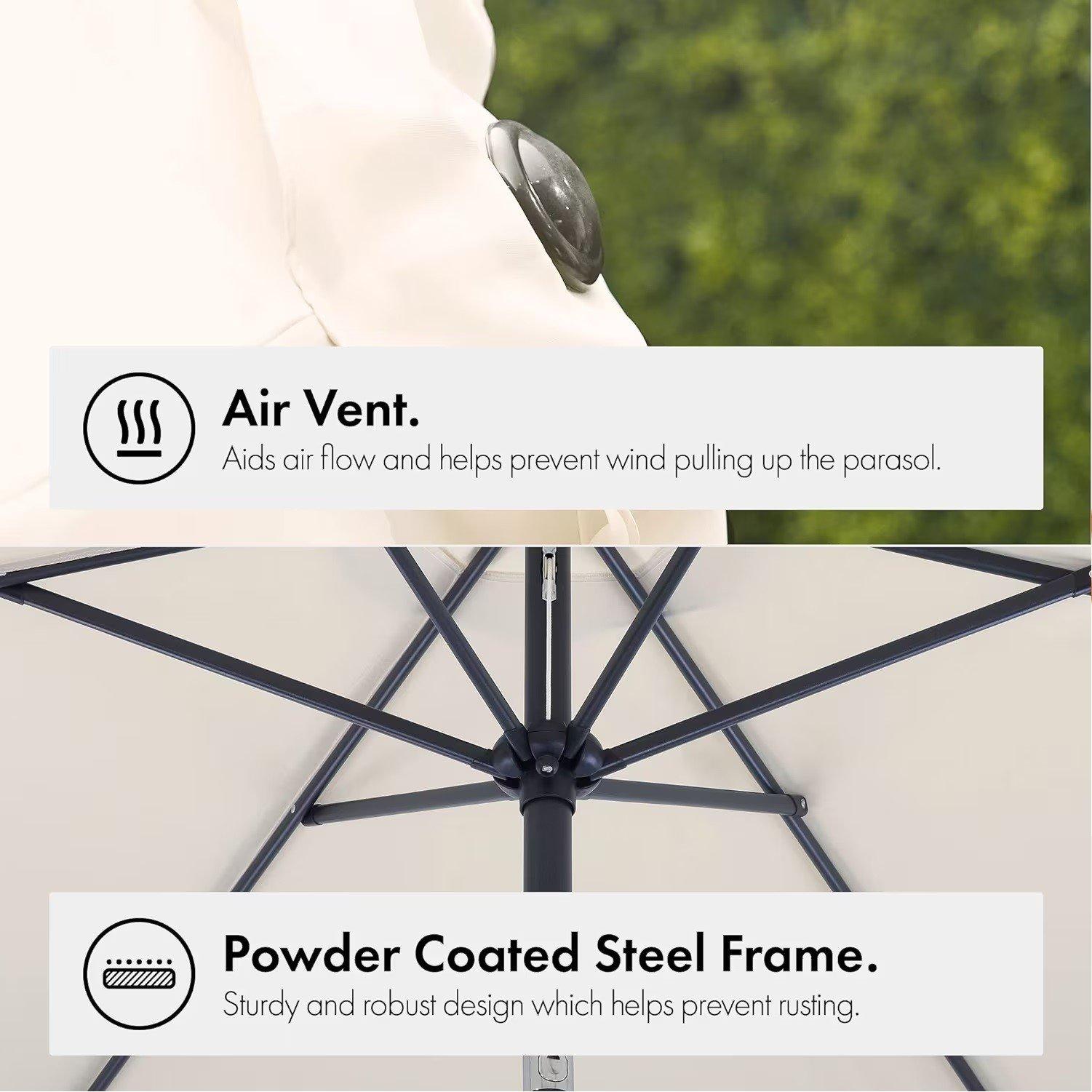 Ivory - VonHaus - Vonhaus 2.7m Steel Garden Parasol - 6