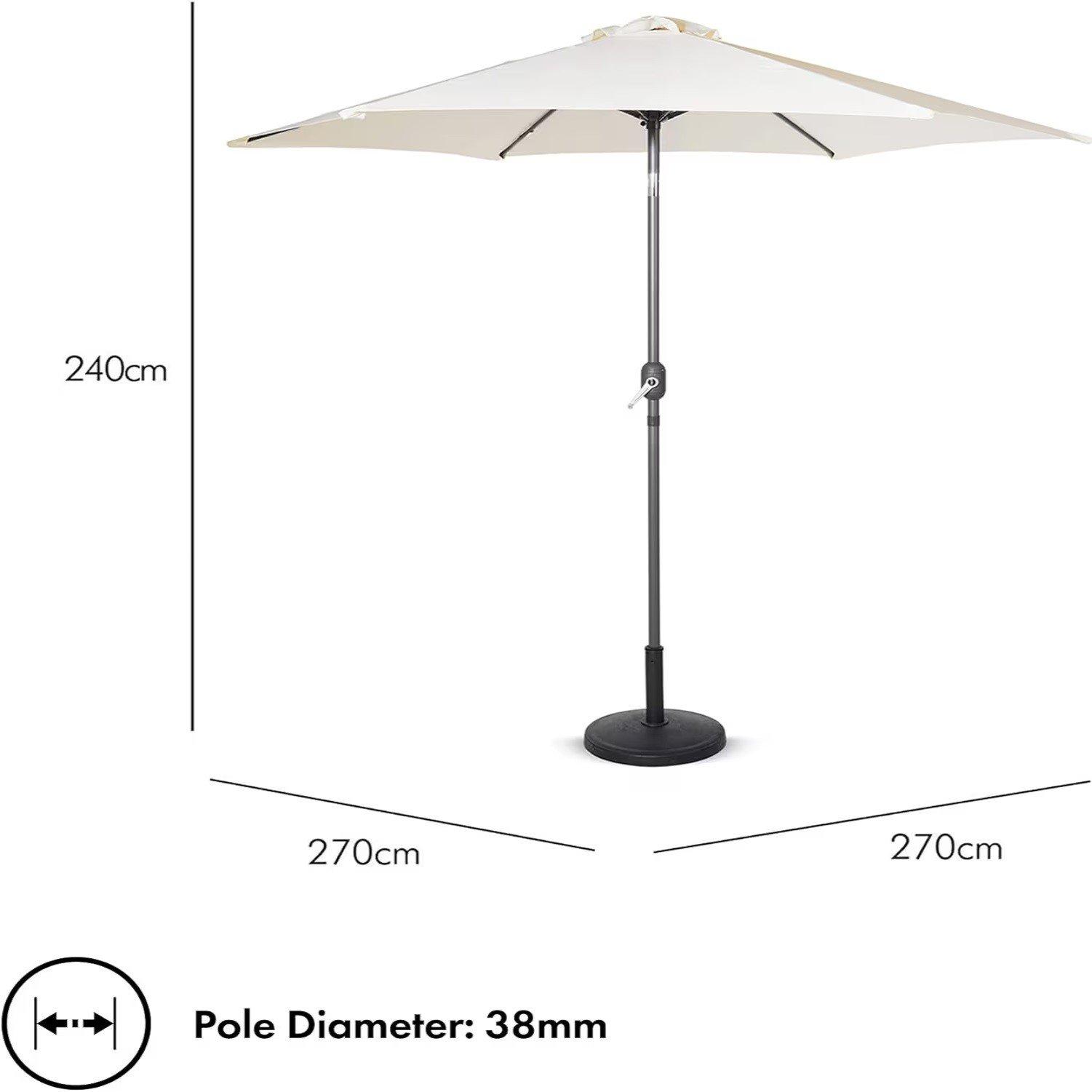 Ivory - VonHaus - Vonhaus 2.7m Steel Garden Parasol - 8