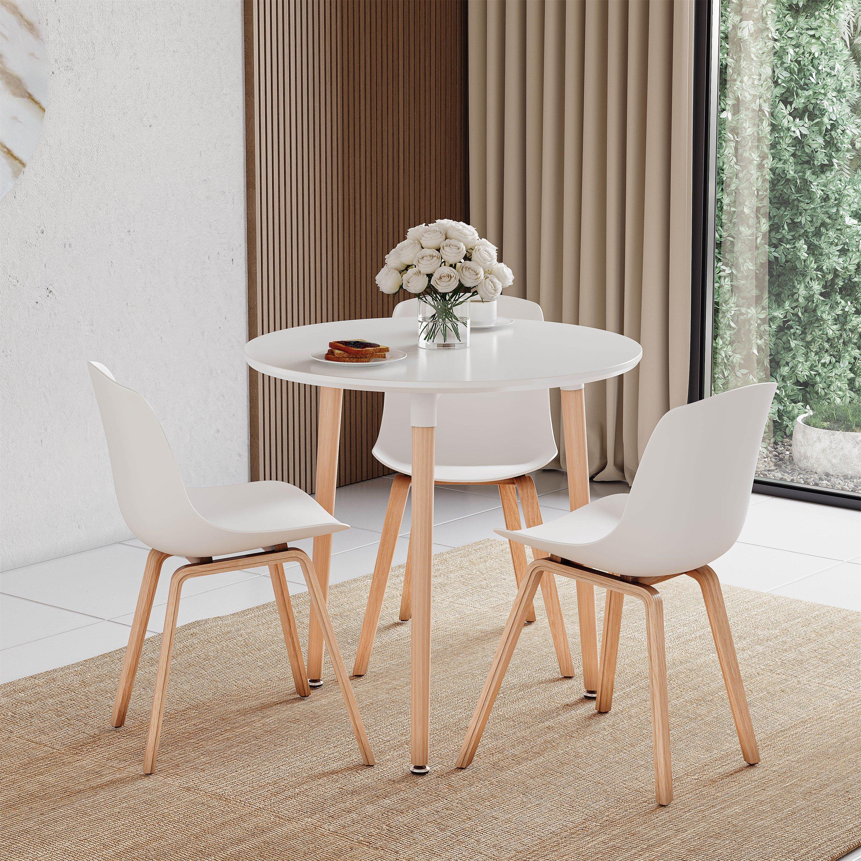 Lassic  Vida Designs Batley 3 Seater Round Dining Table - White - 3 Seater