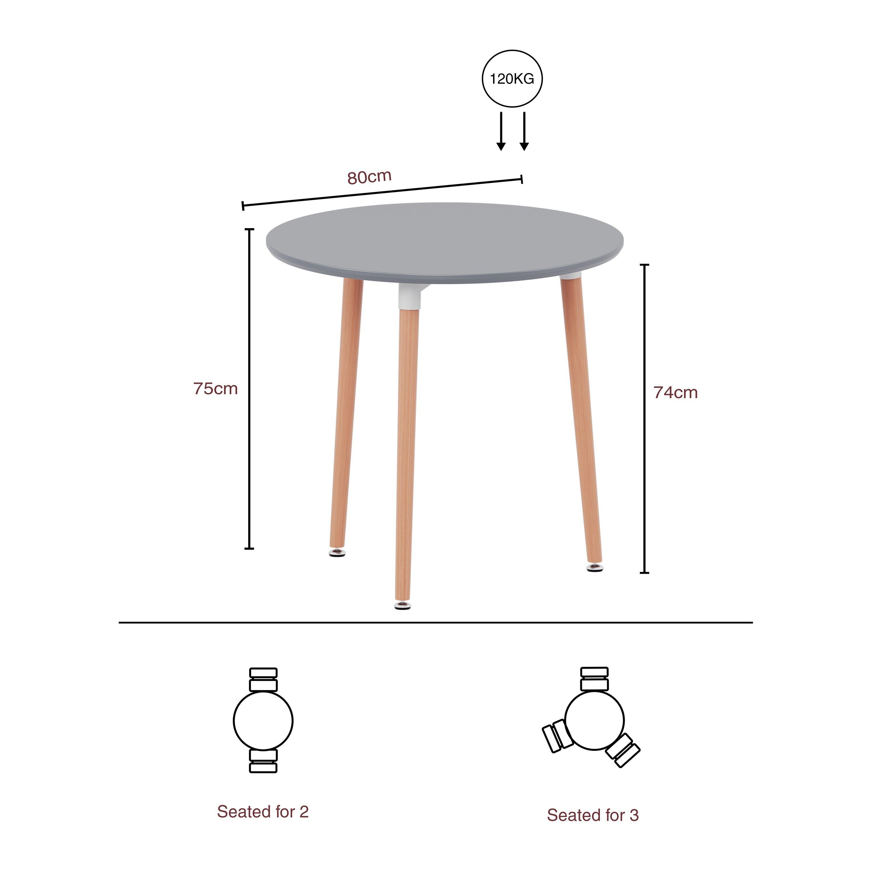 Grey - Lassic - Vida Designs Batley 3 Seater Round Dining Table - 2