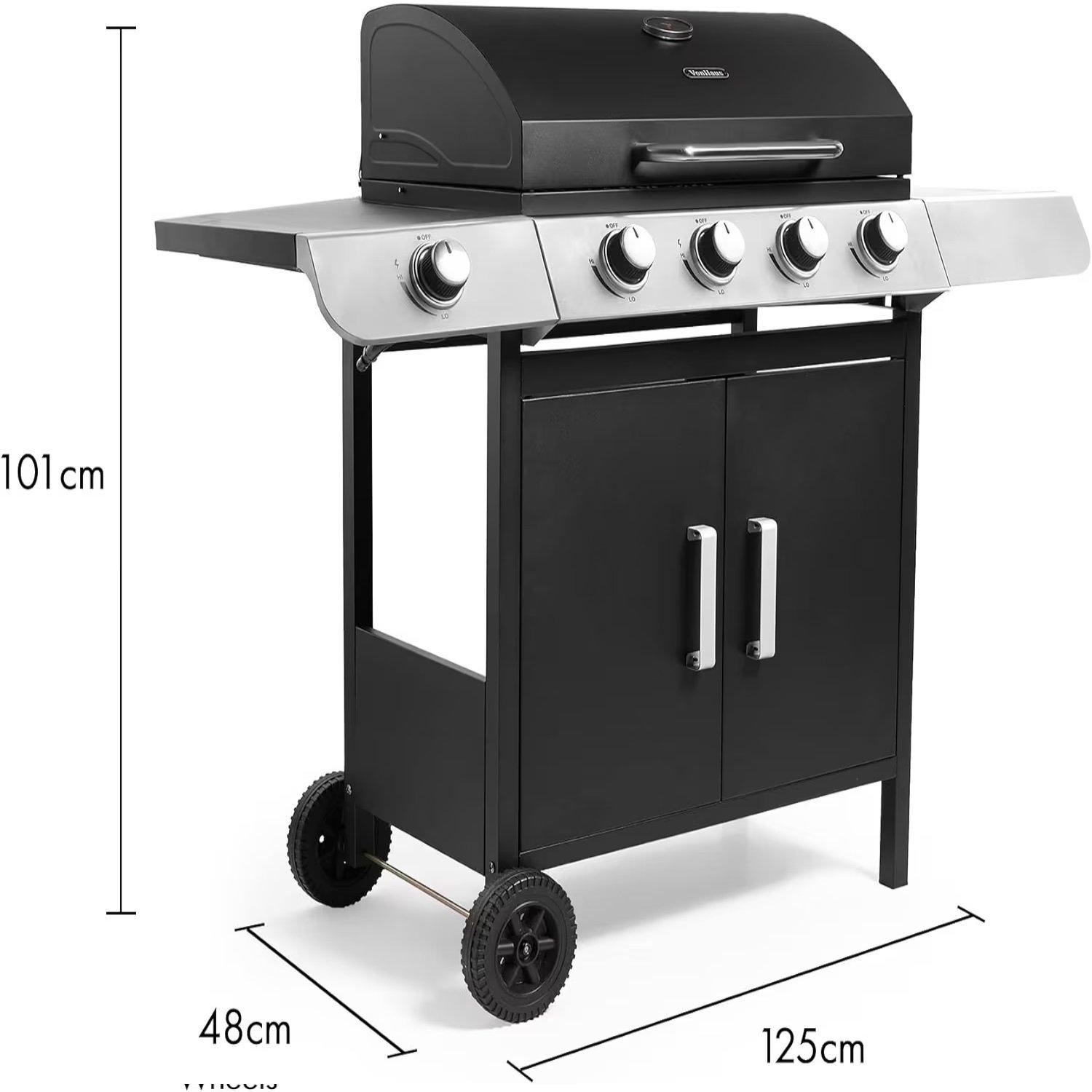 Black - VonHaus - VonHaus - 4+1 Burner Gas Barbecue - 6