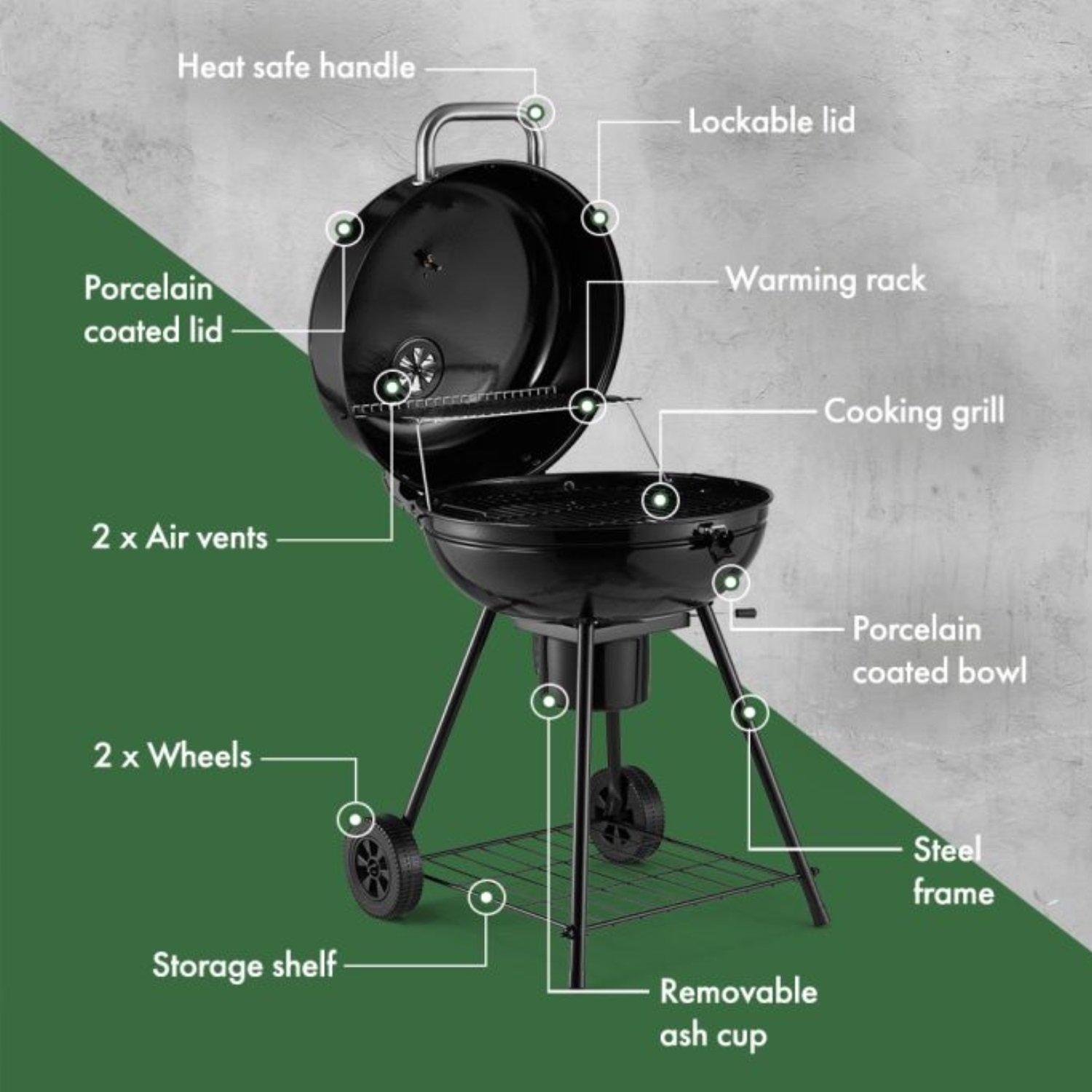 Black - VonHaus - VonHaus - Kettle BBQ - 4