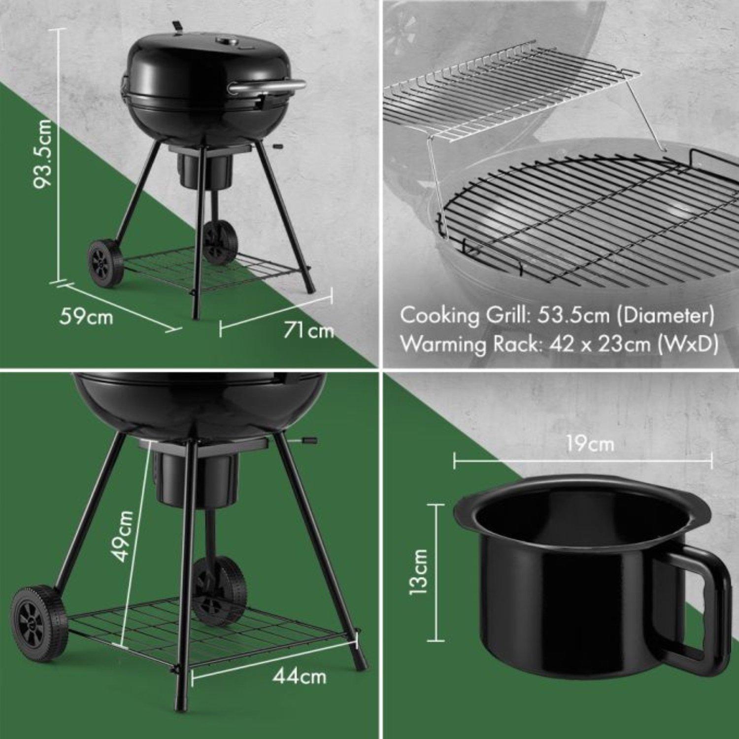 Black - VonHaus - VonHaus - Kettle BBQ - 7