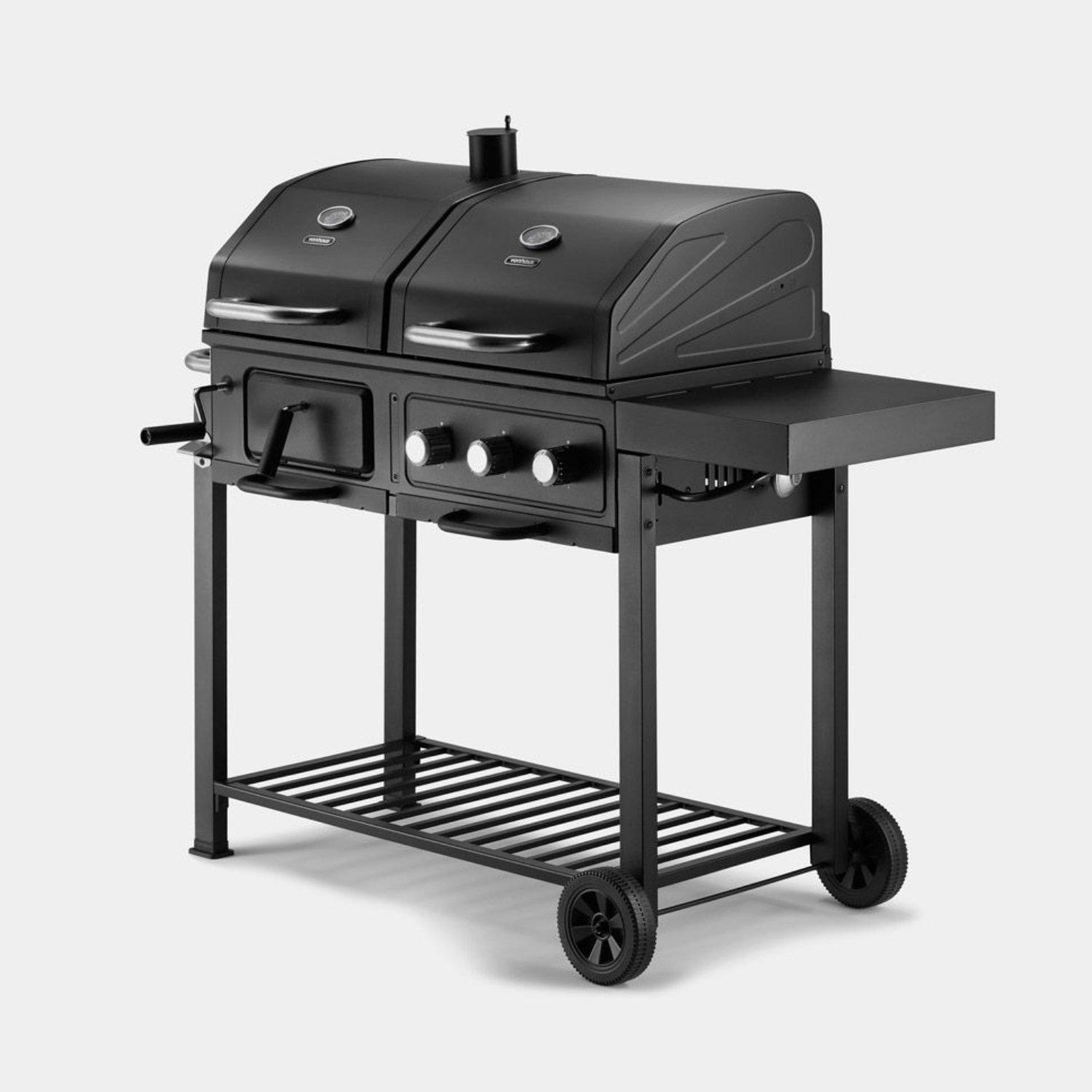 Black - VonHaus - VonHaus Dual Fuel BBQ – 2 in 1 Charcoal & Gas - 1