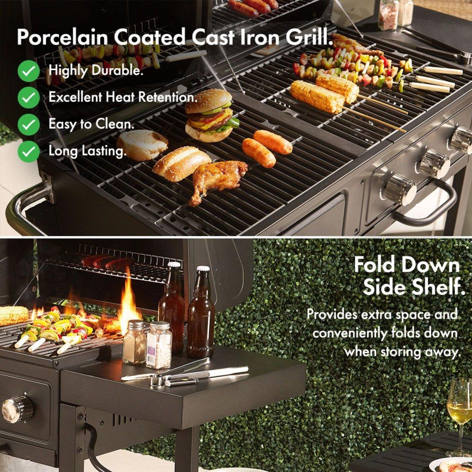 Black - VonHaus - VonHaus Dual Fuel BBQ – 2 in 1 Charcoal & Gas - 4