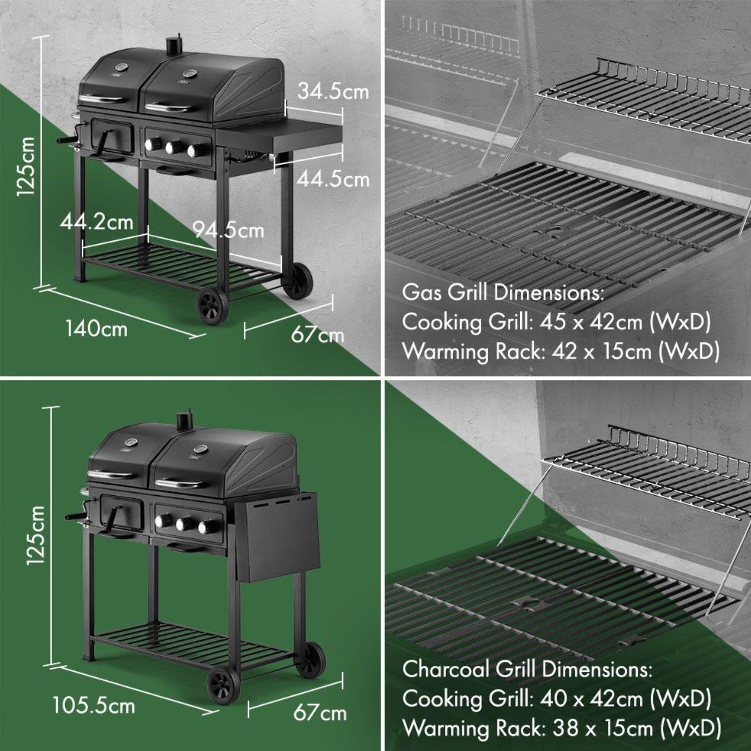 Black - VonHaus - VonHaus Dual Fuel BBQ – 2 in 1 Charcoal & Gas - 5