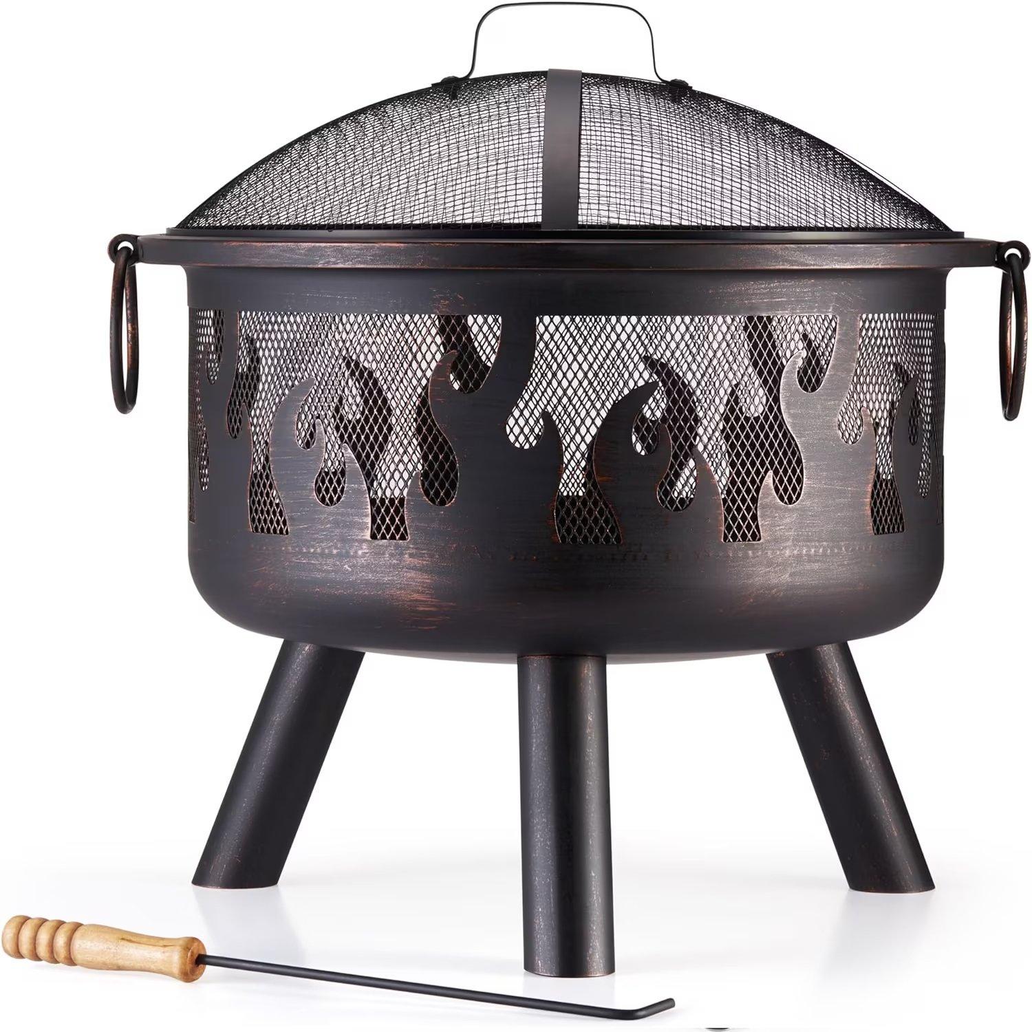 Black - VonHaus - VonHaus - Flame Design Round Fire Pit - 1