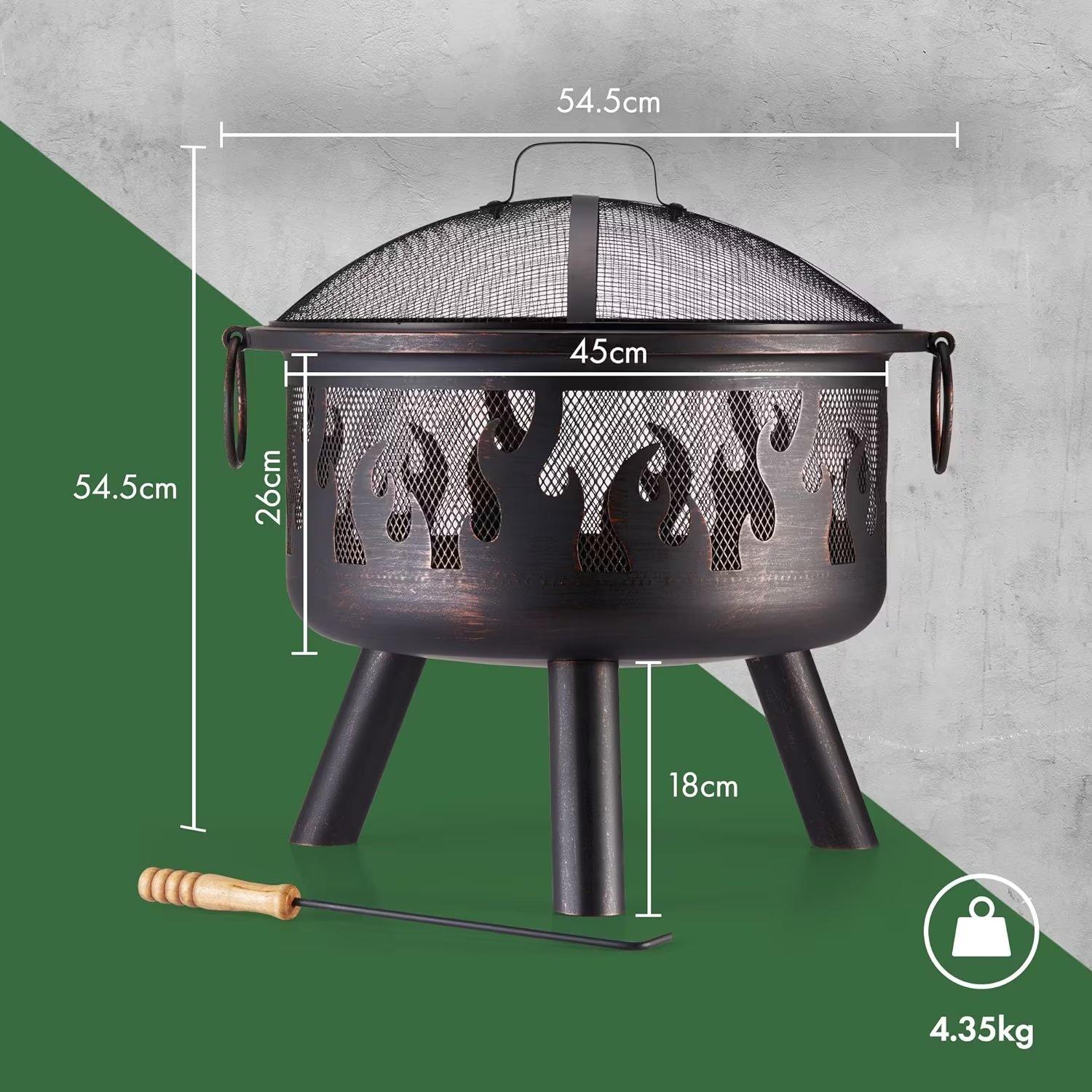 Black - VonHaus - VonHaus - Flame Design Round Fire Pit - 7