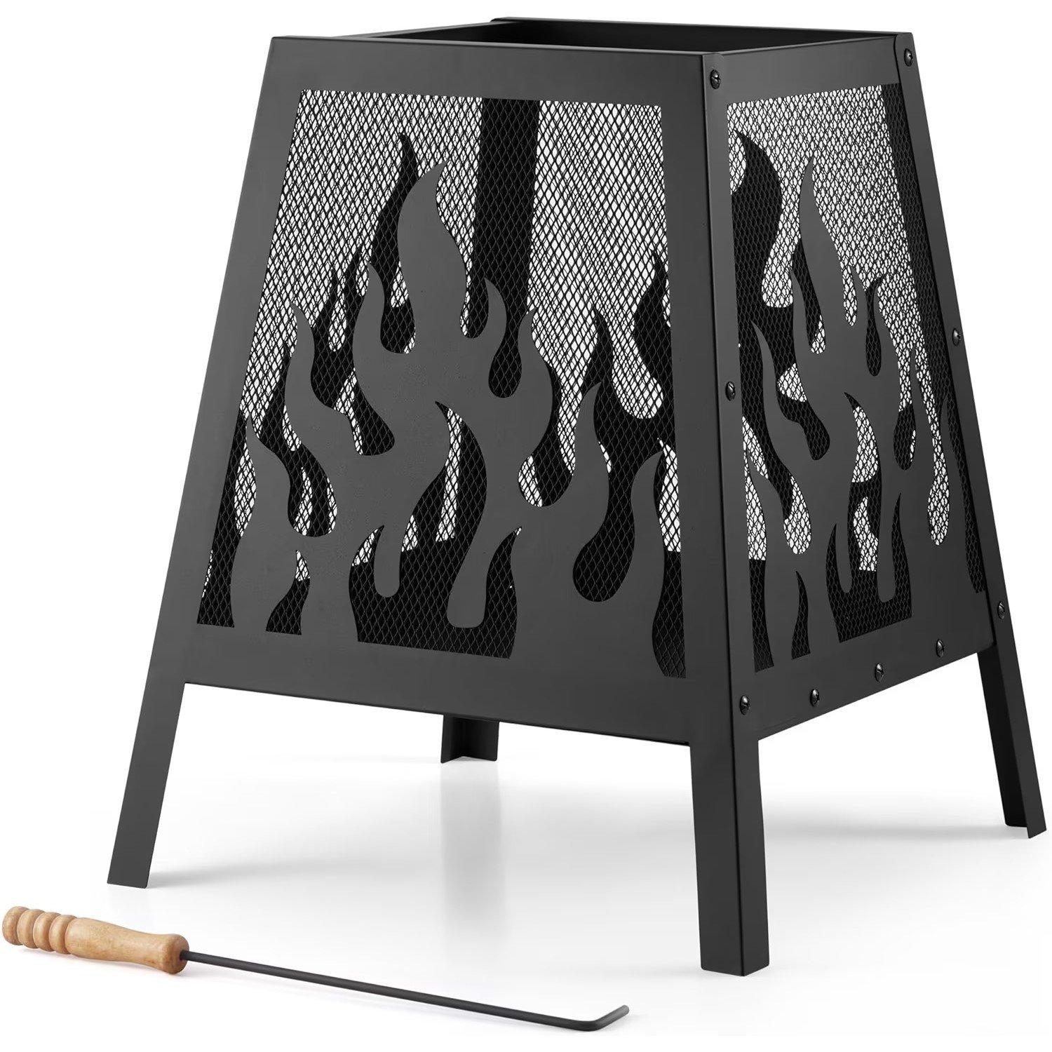 Black - VonHaus - VonHaus - Flame Design Square Fire Pit - 1