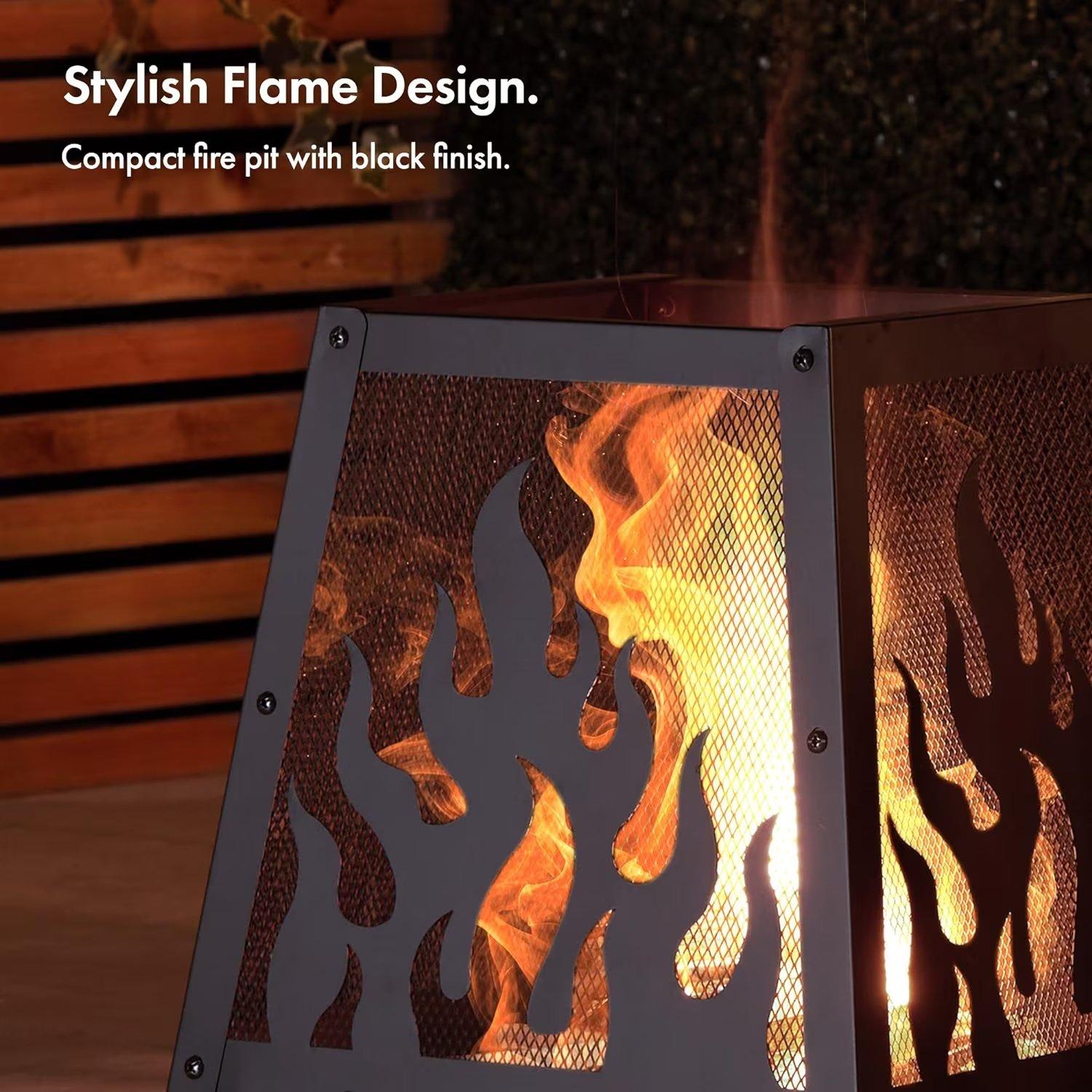 Black - VonHaus - VonHaus - Flame Design Square Fire Pit - 4