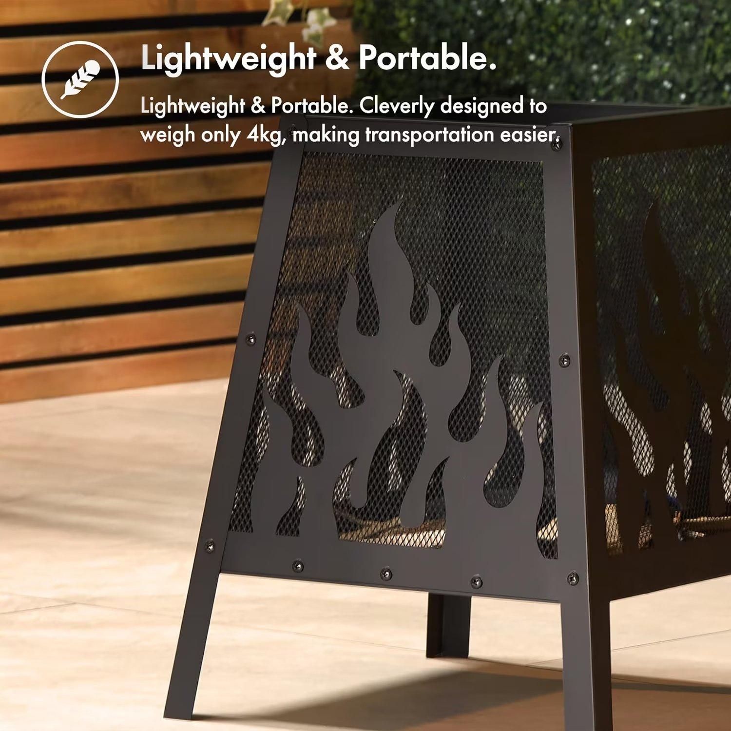Black - VonHaus - VonHaus - Flame Design Square Fire Pit - 5