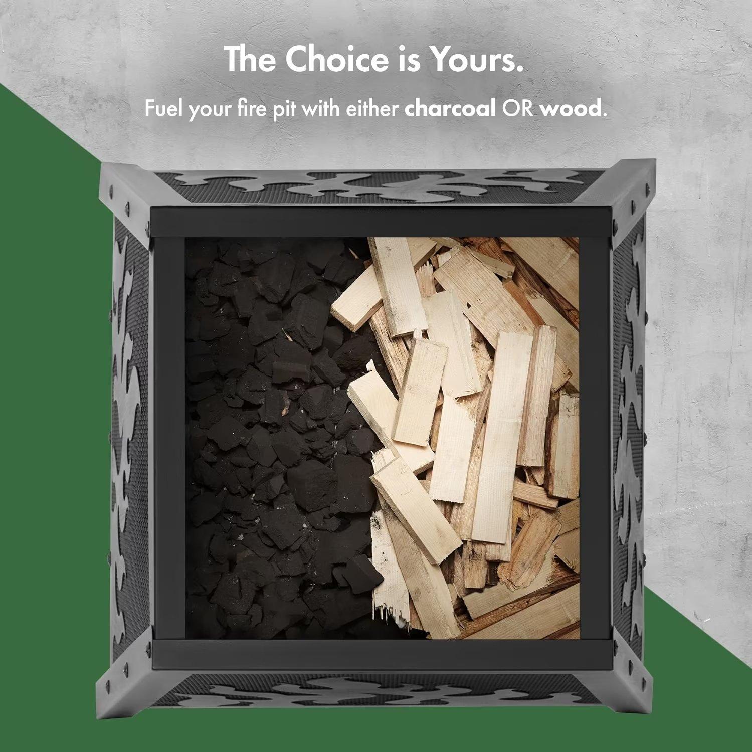 Black - VonHaus - VonHaus - Flame Design Square Fire Pit - 6