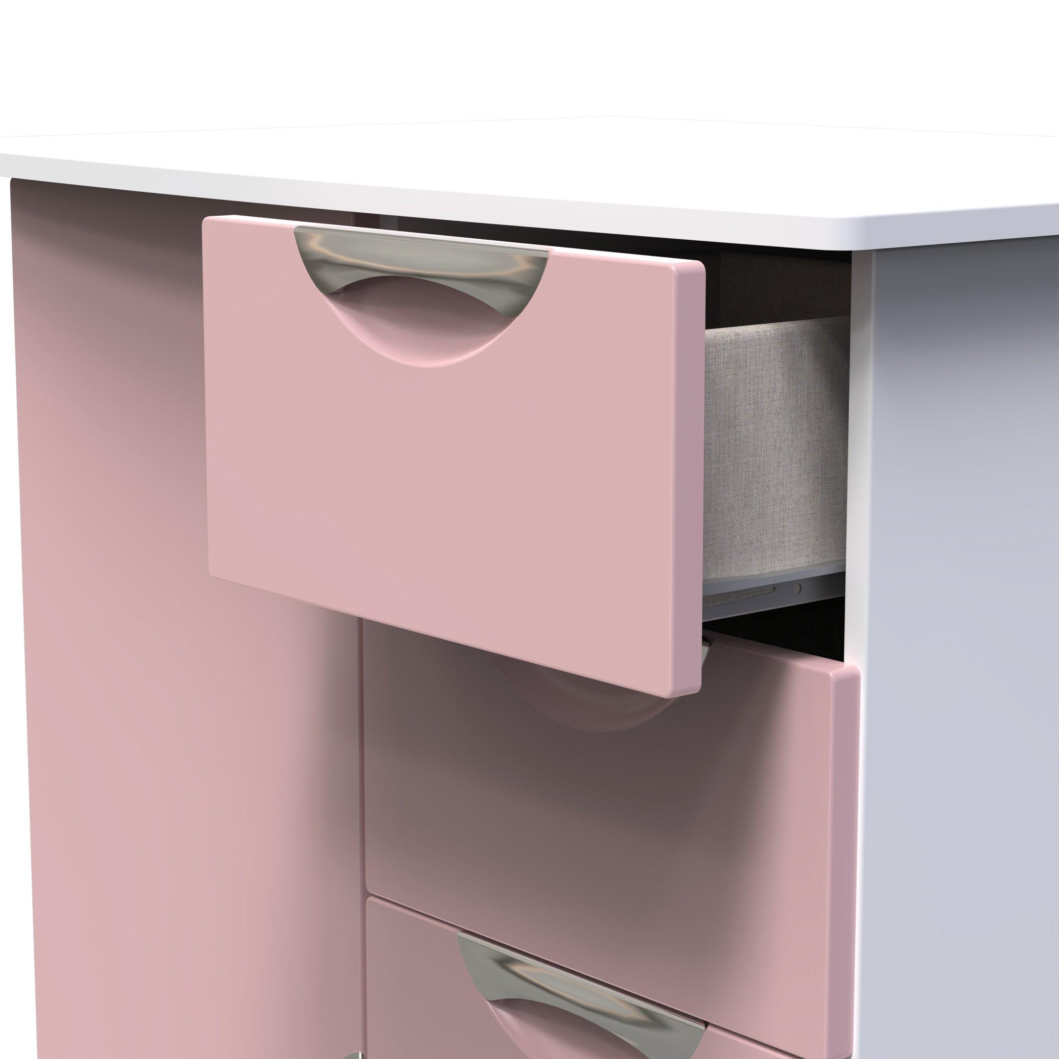 Kobe Pink & Whi - Welcome Furniture - Camden 1 Door 5 Drawer Kids Robe - Ready Assembled - 6