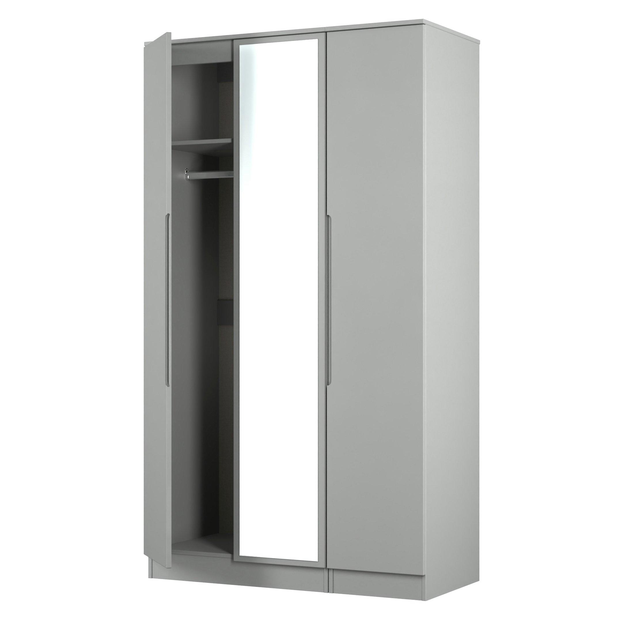Dusk Grey - Welcome Furniture - Milan Tall Triple Mirror Wardrobe - Ready Assemble - 5