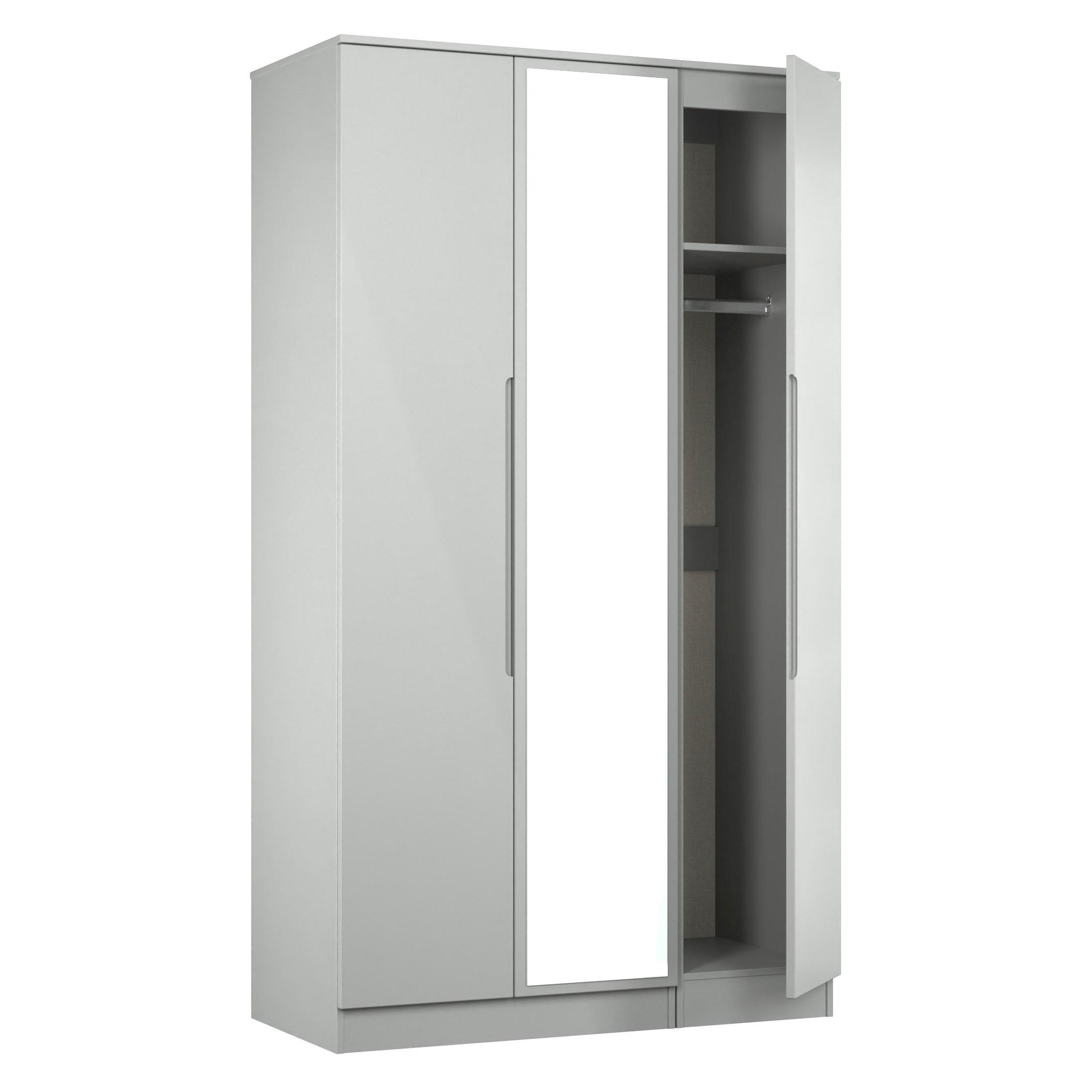 Dusk Grey - Welcome Furniture - Milan Tall Triple Mirror Wardrobe - Ready Assemble - 6
