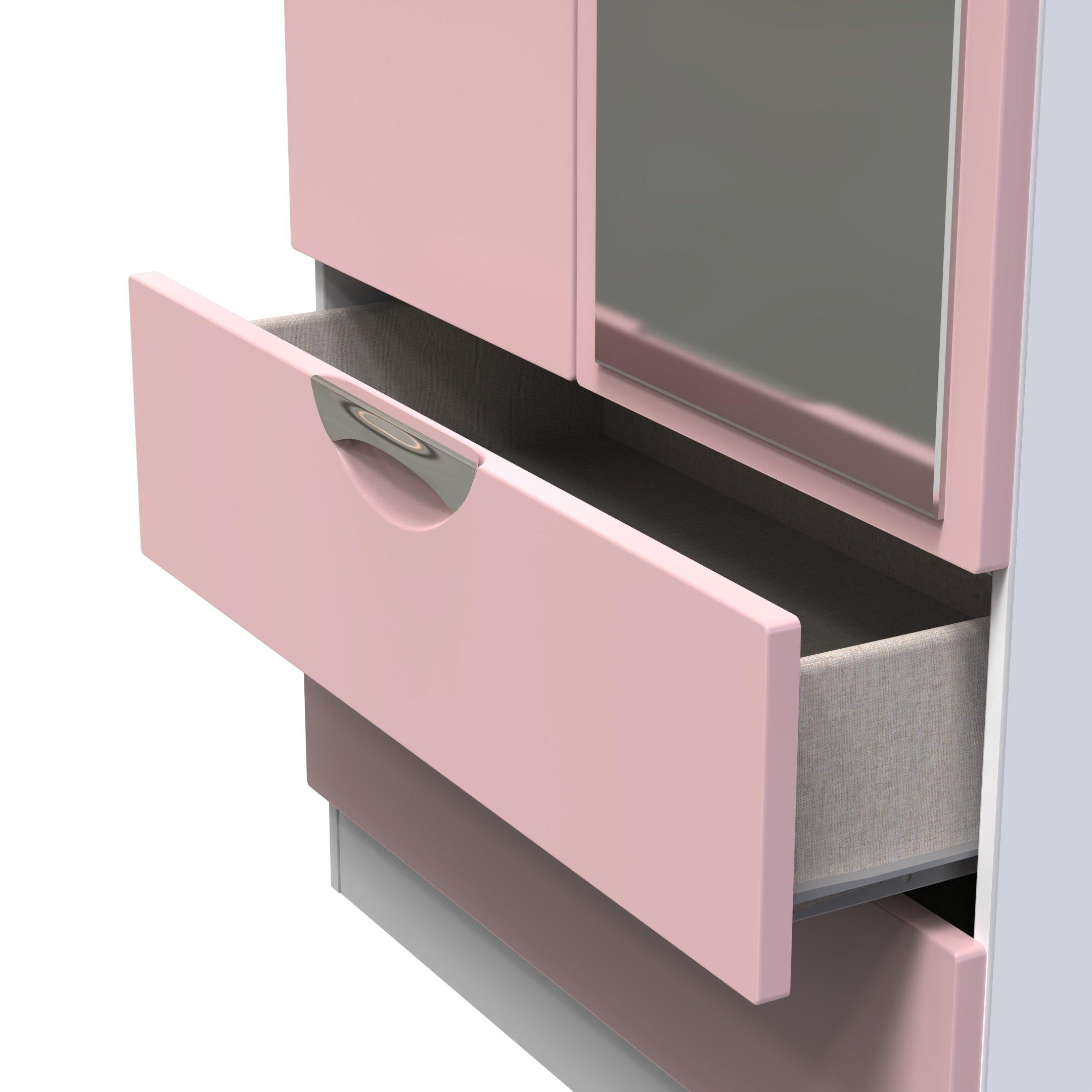 Kobe Pink & Whi - Welcome Furniture - Camden 2 Door 2 Drawer Mirrored Robe - Ready Assem - 6